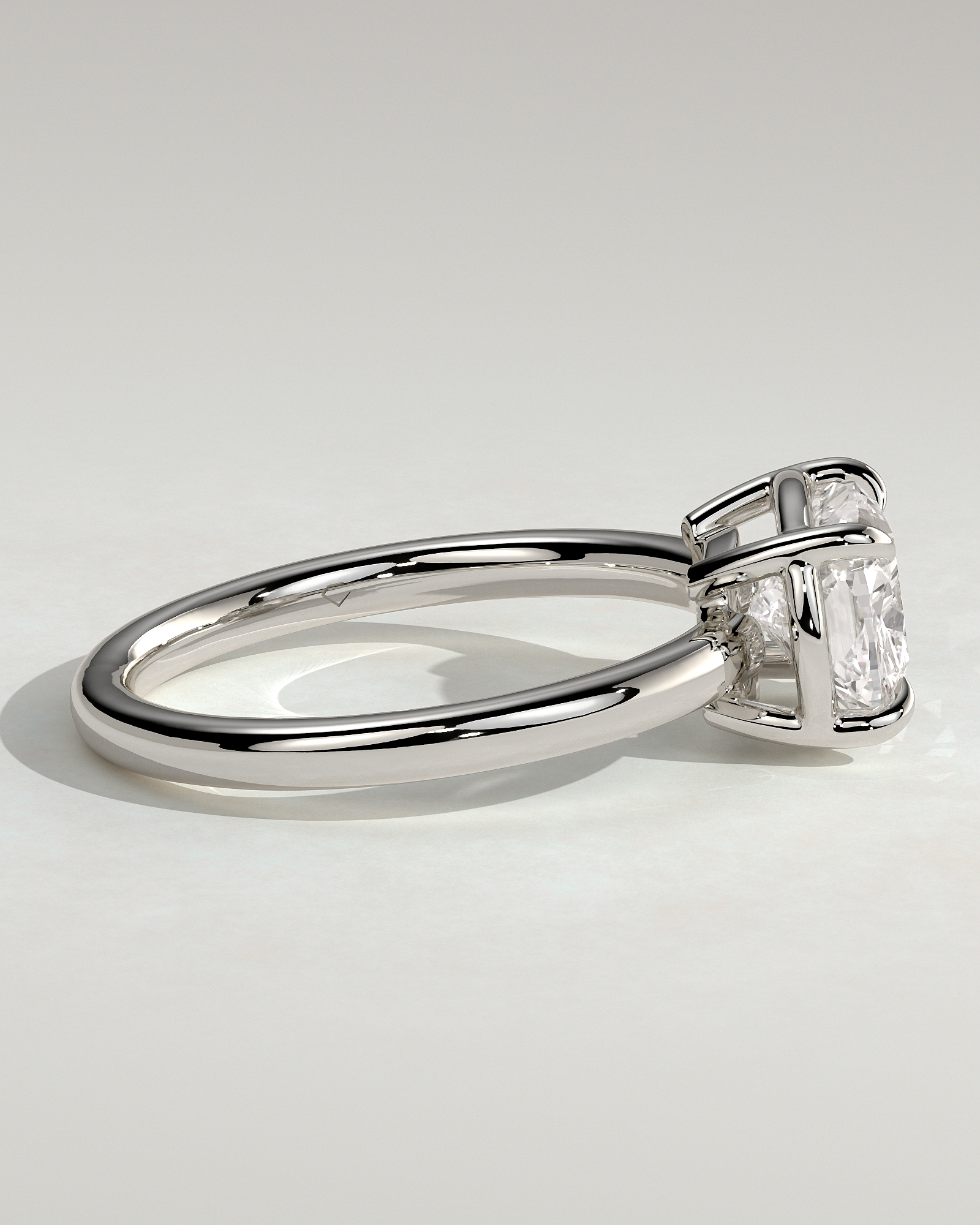 Daya - Elongated Cushion East West Bezel Frame Solitaire with Claws - 18k White Gold