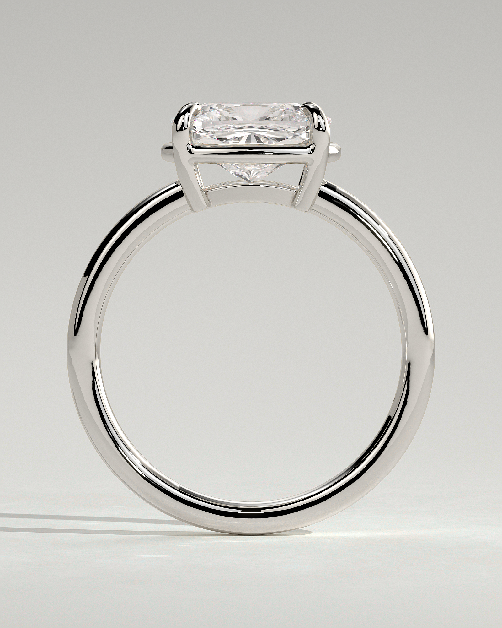 Daya - Elongated Cushion East West Bezel Frame Solitaire with Claws - 18k White Gold