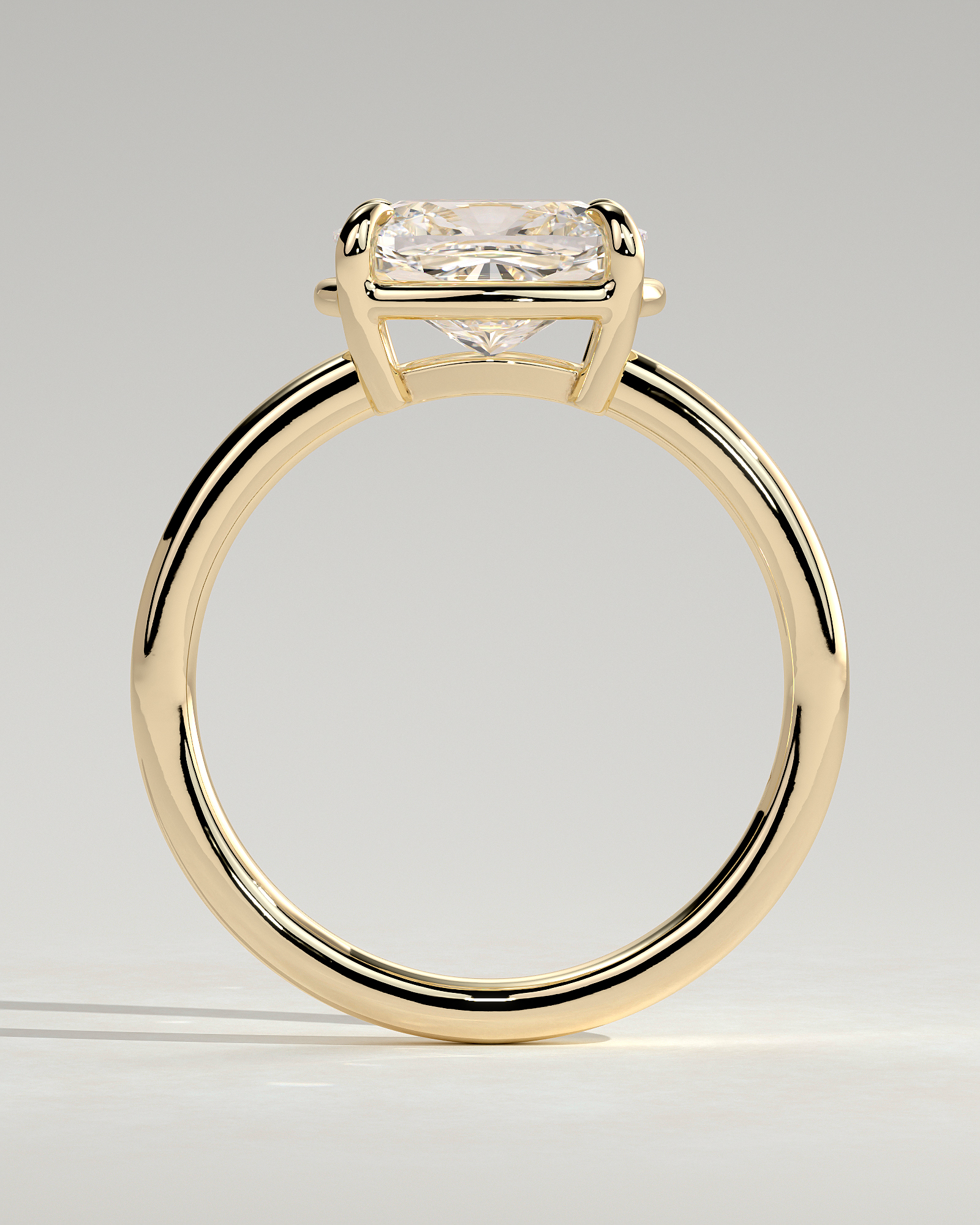 Daya - Elongated Cushion East West Bezel Frame Solitaire with Claws - 18k Yellow Gold