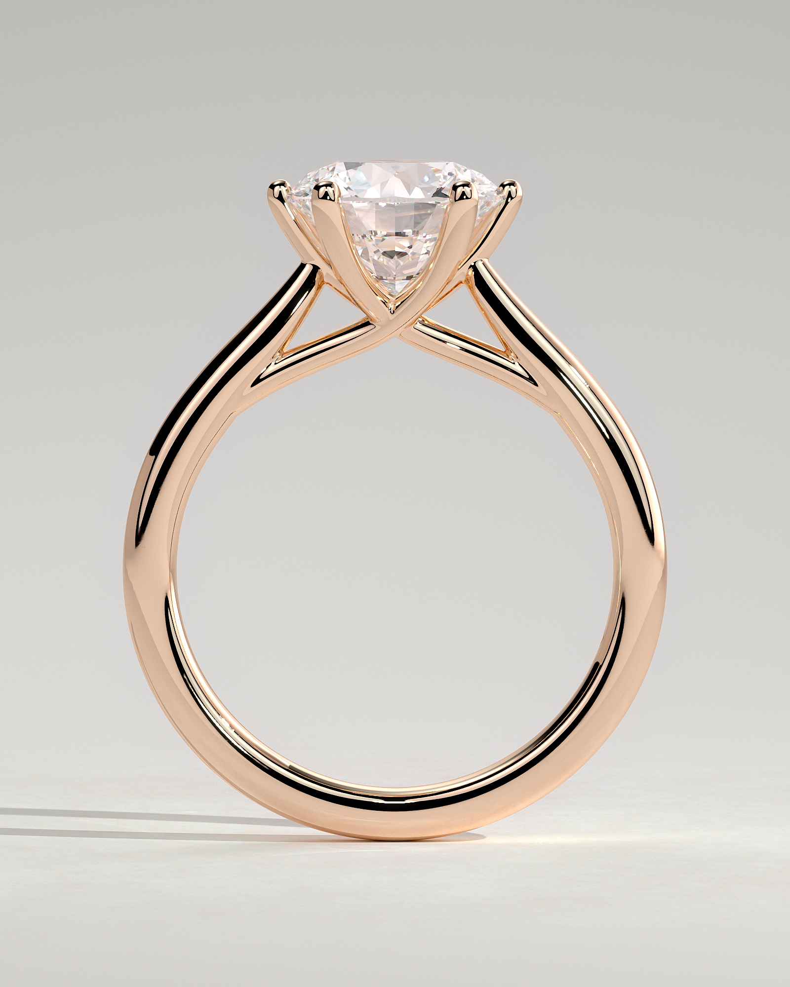 Delilah - 6 Claw Cathedral Round Solitaire - 18k Rose Gold