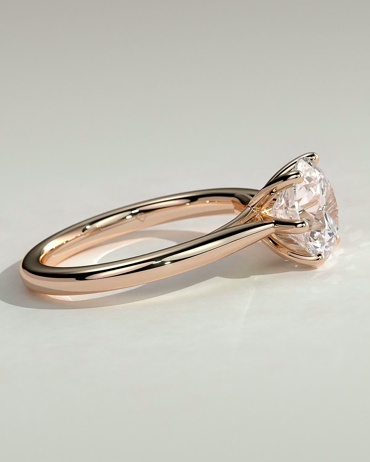 Delilah - 6 Claw Cathedral Round Solitaire - 18k Rose Gold