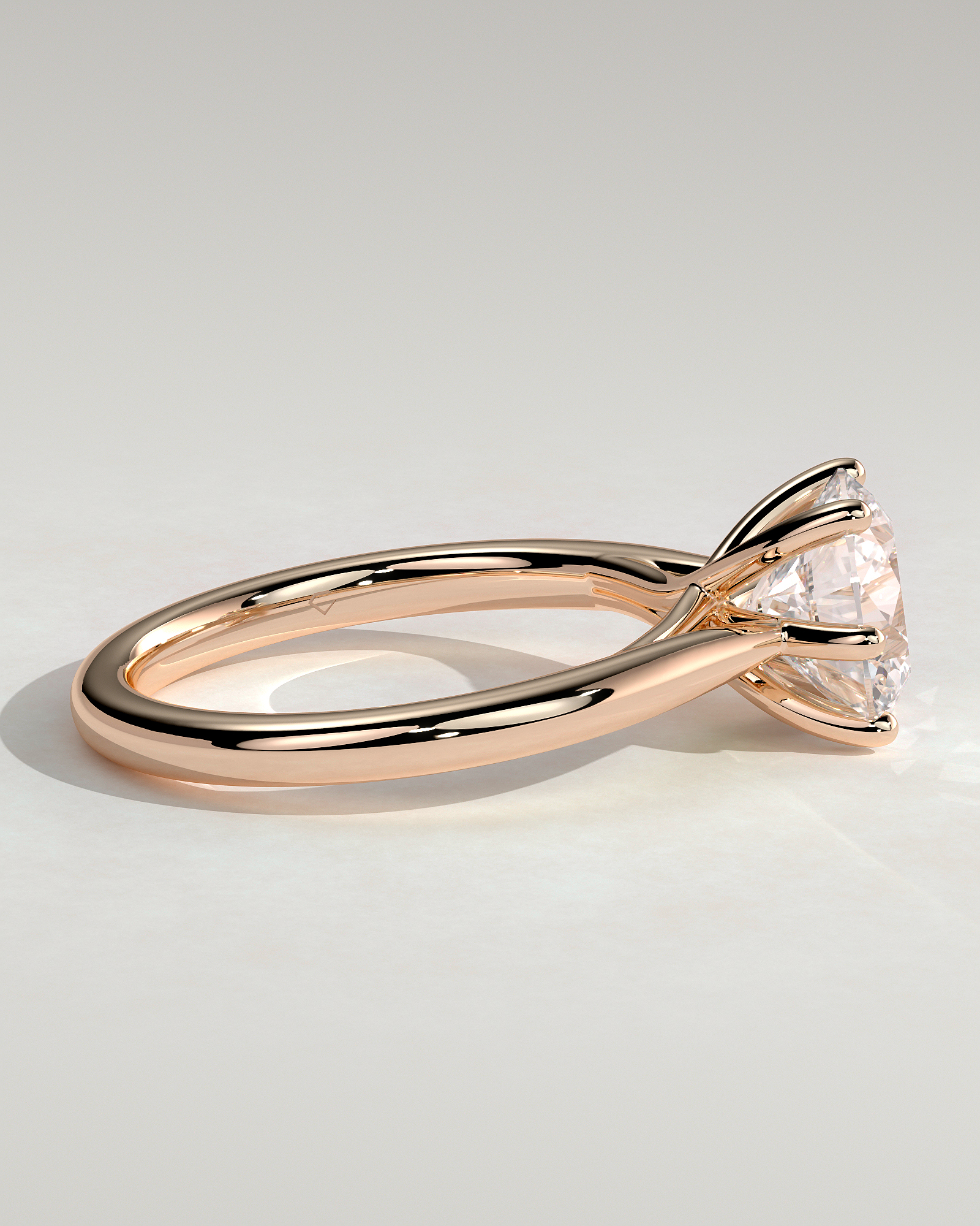 Delilah - 6 Claw Cathedral Round Solitaire - 18k Rose Gold