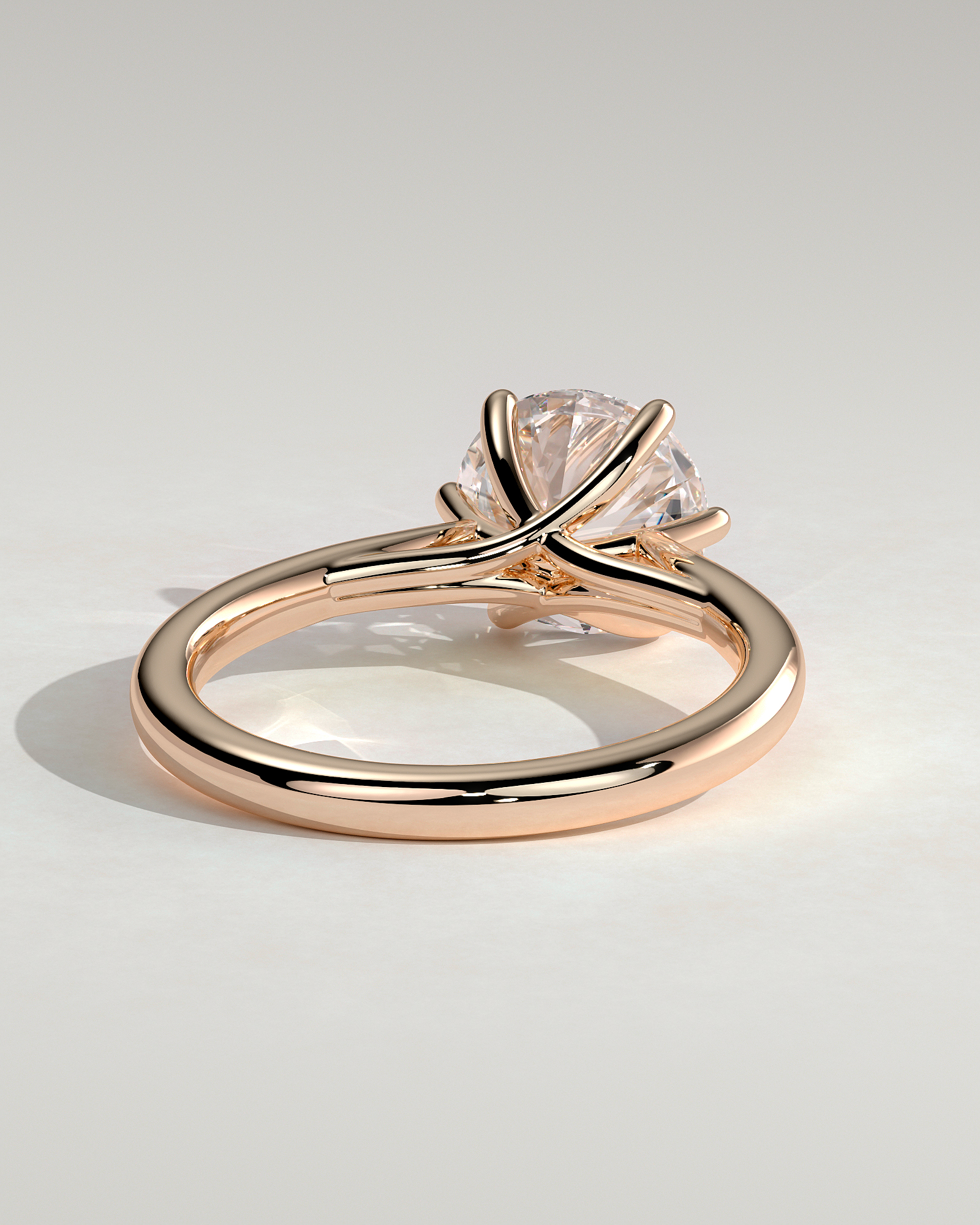 Delilah - 6 Claw Cathedral Round Solitaire - 18k Rose Gold