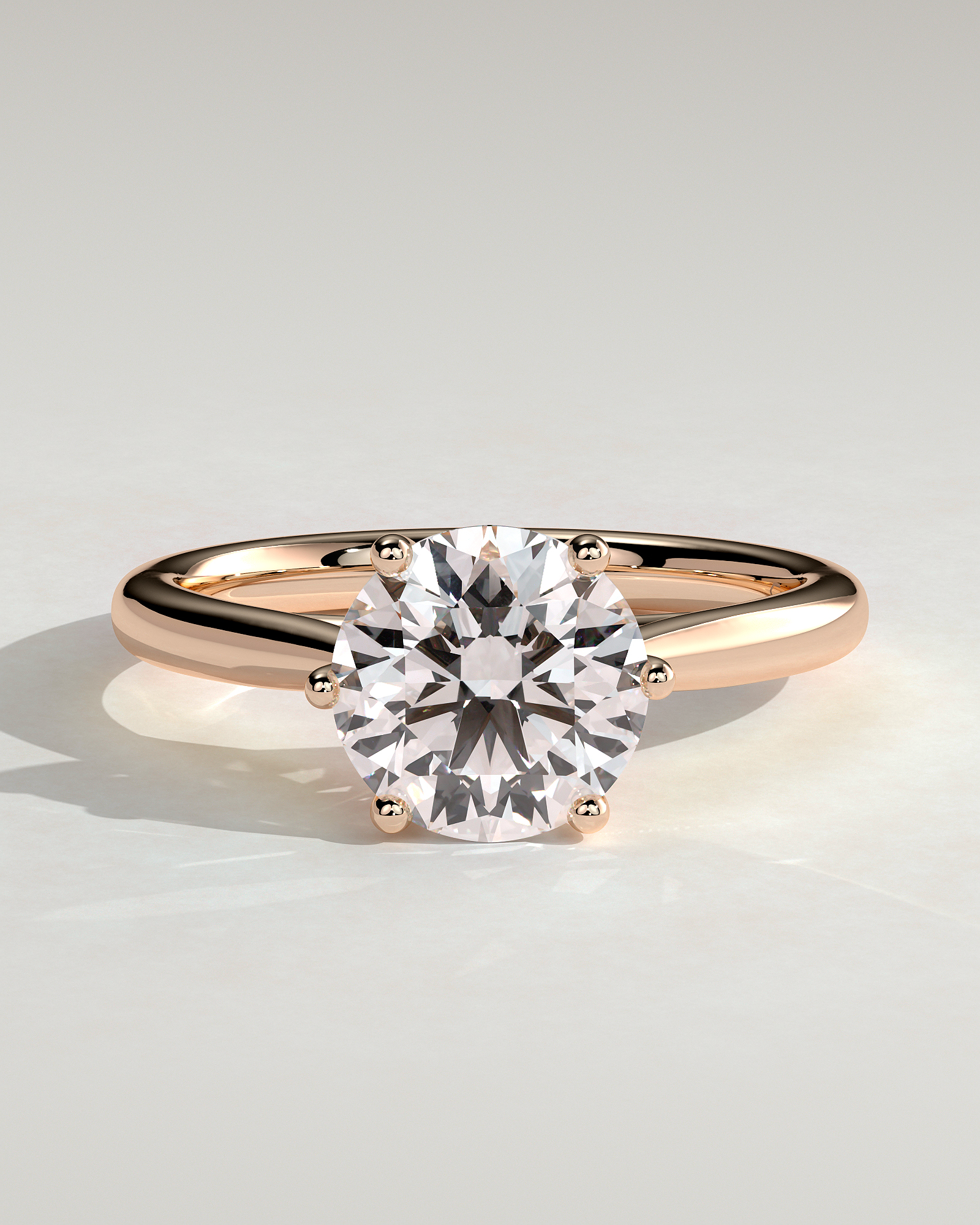 Delilah - 6 Claw Cathedral Round Solitaire - 18k Rose Gold
