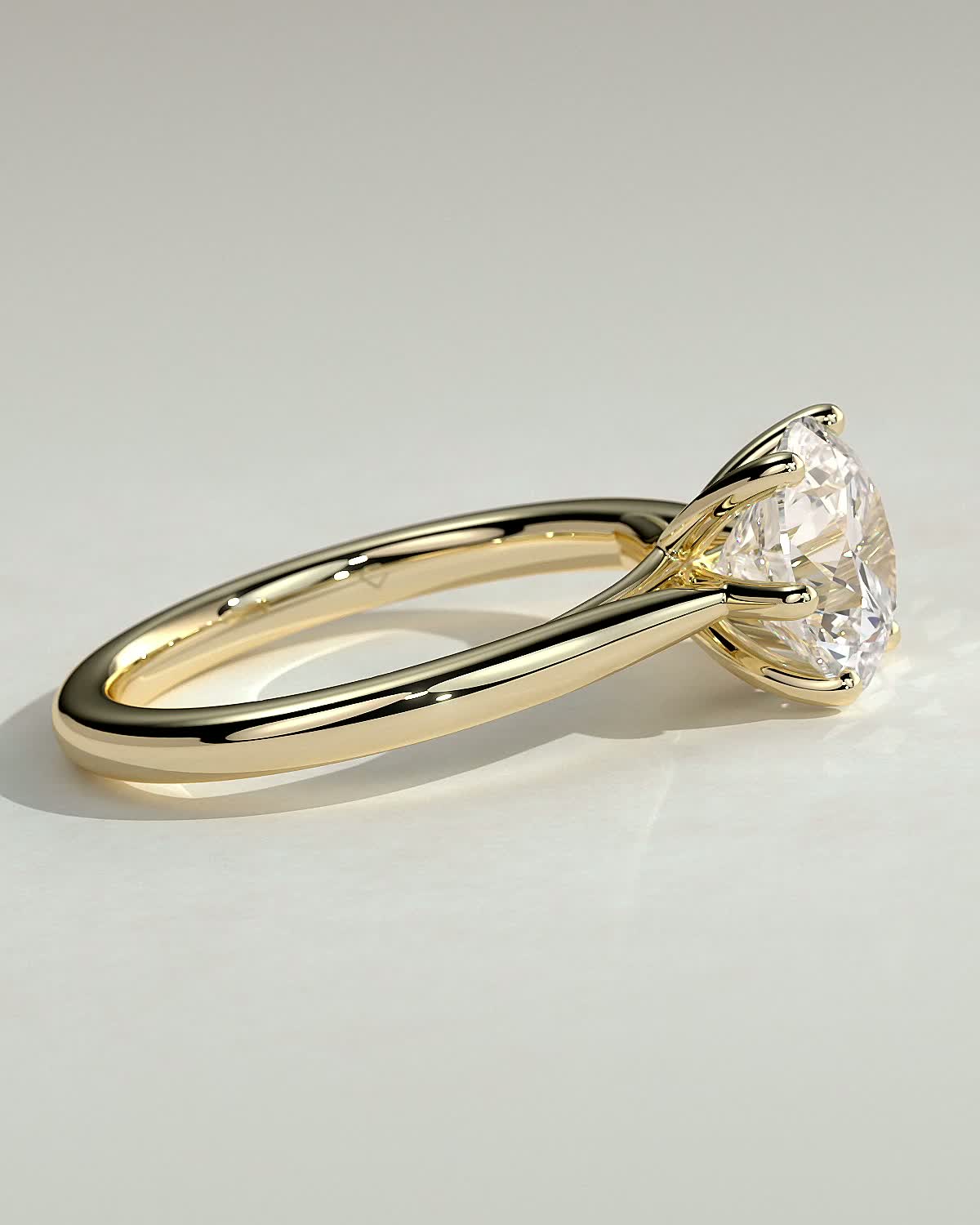 Delilah - 6 Claw Cathedral Round Solitaire - 18k Yellow Gold