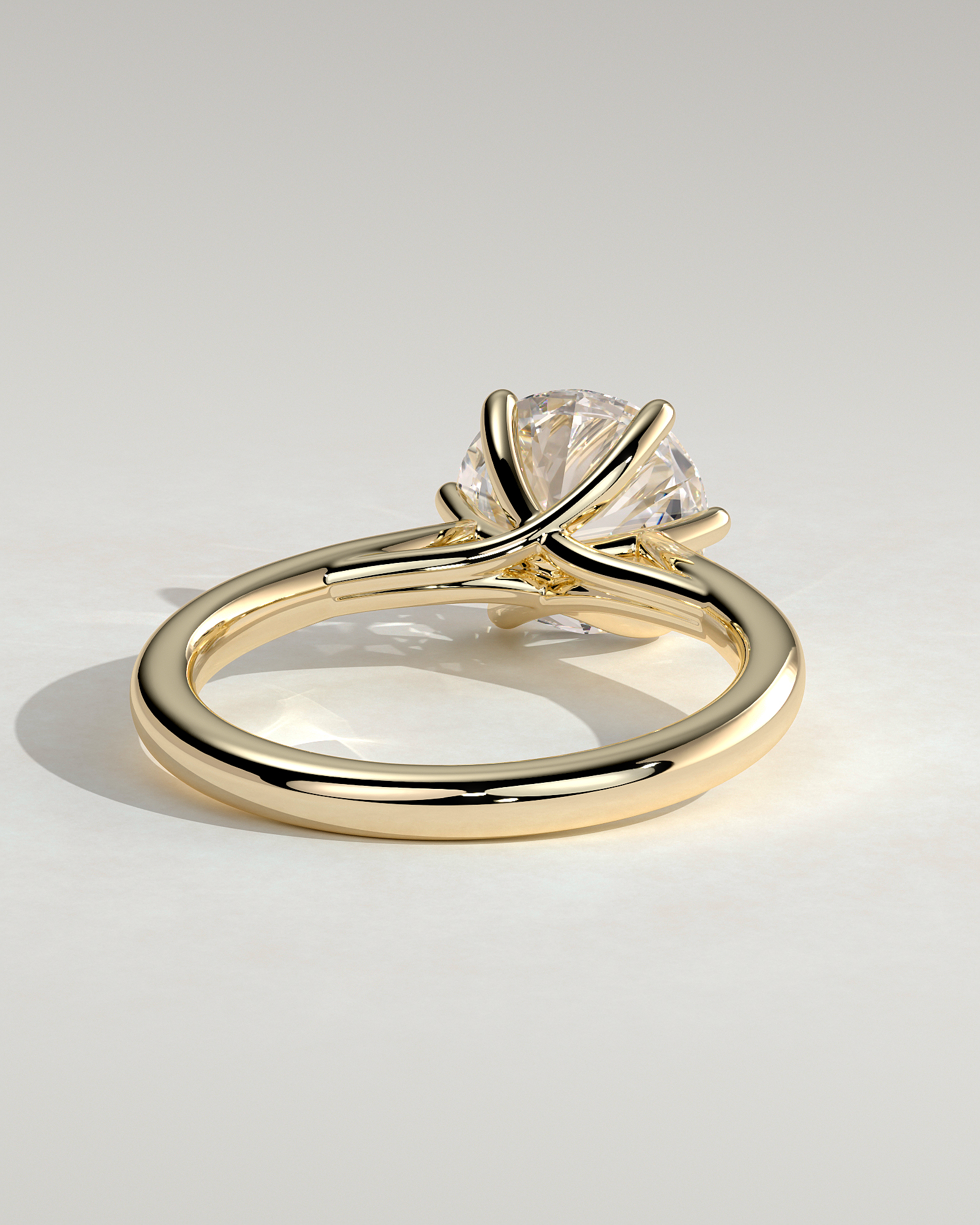 Delilah - 6 Claw Cathedral Round Solitaire - 18k Yellow Gold