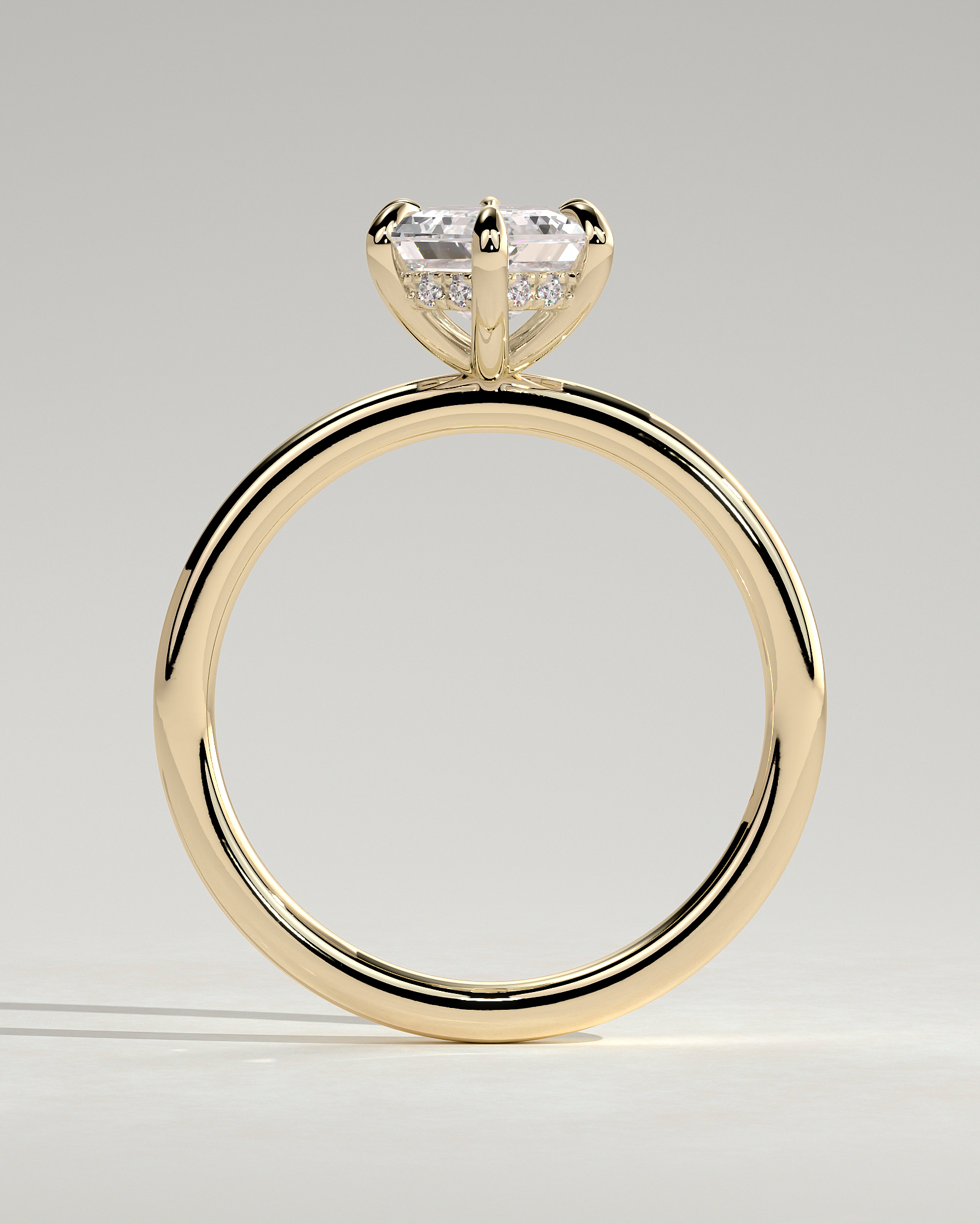 Delta - 6 Claw Elongated Hexagon with Hidden Halo - 18k Yellow Gold