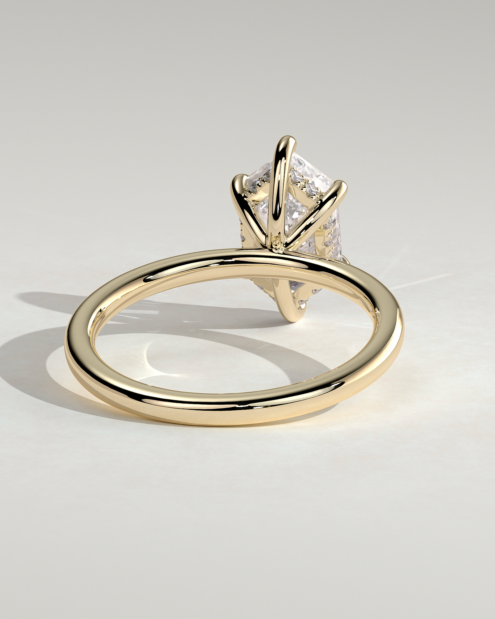 Delta - 6 Claw Elongated Hexagon with Hidden Halo - 18k Yellow Gold