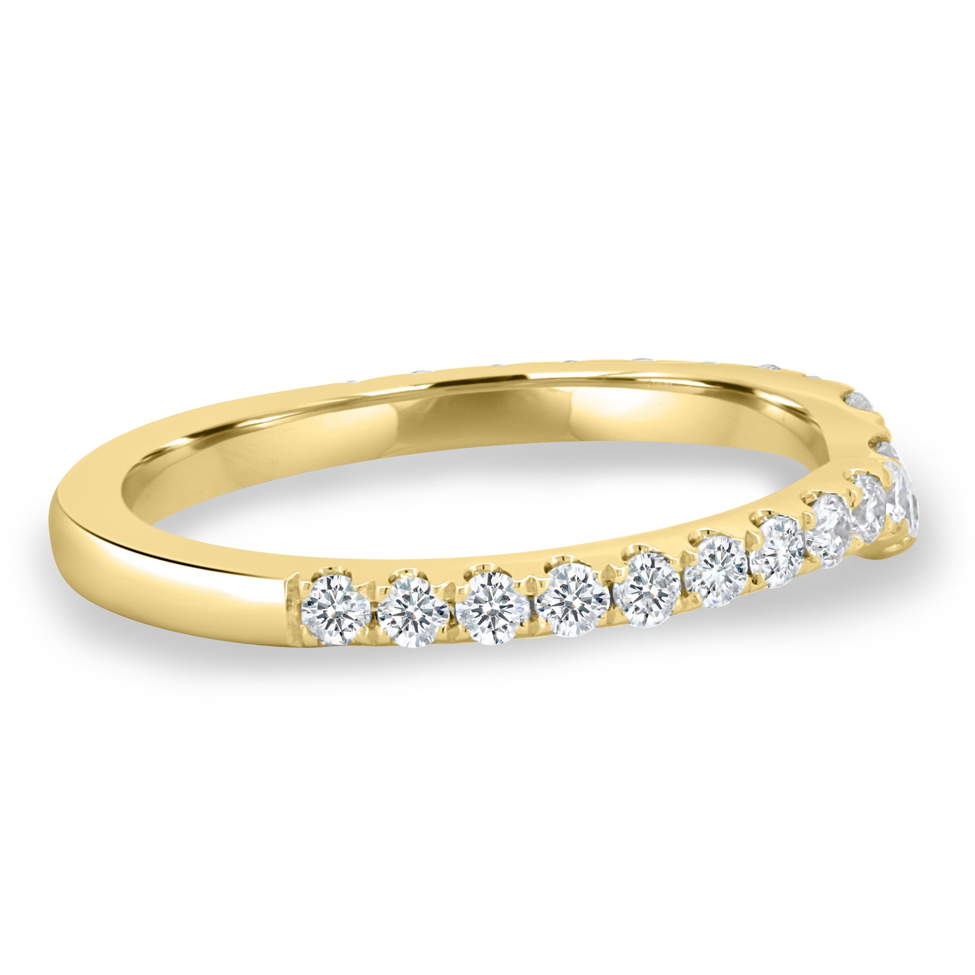 Demi  2/3 Pave Curved Wedding Ring - 18k Yellow Gold