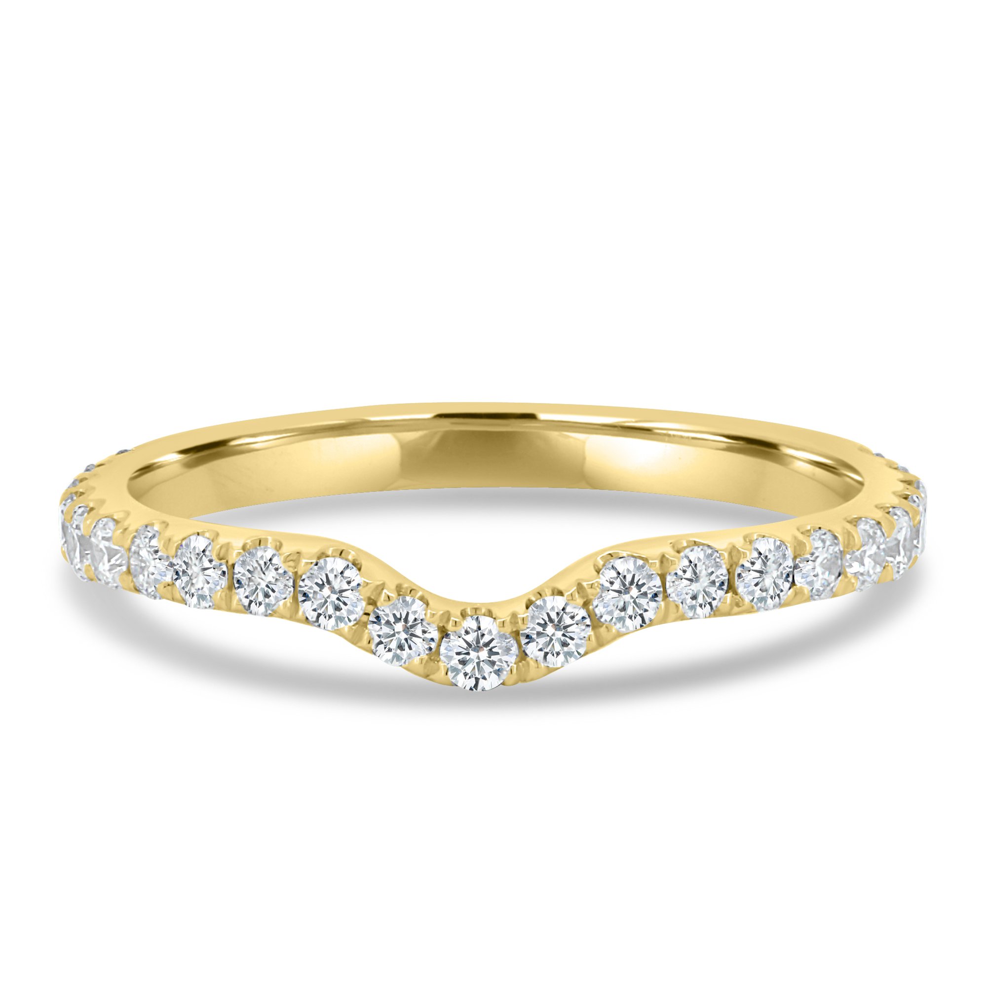 Demi  2/3 Pave Curved Wedding Ring - 18k Yellow Gold