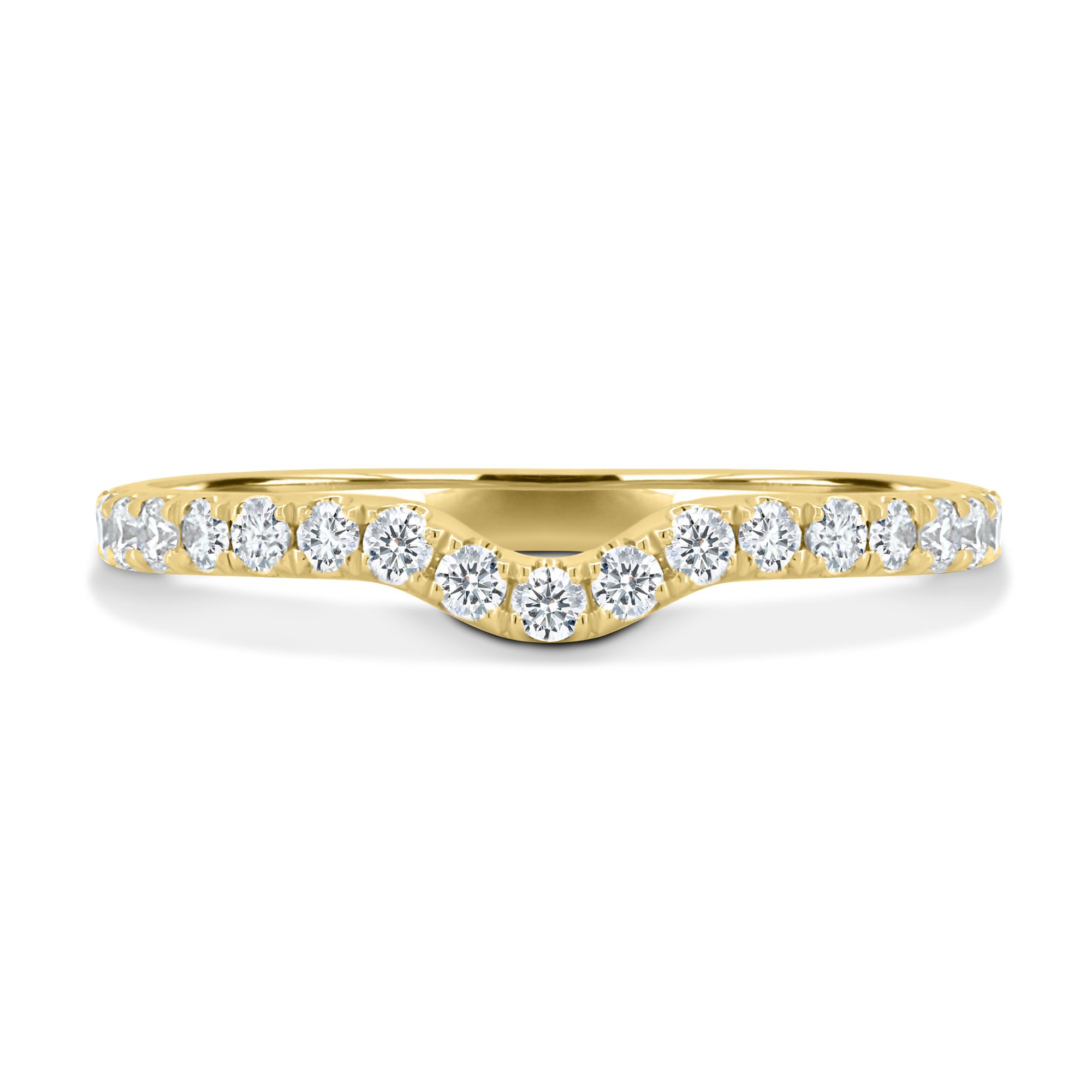 Demi  2/3 Pave Curved Wedding Ring - 18k Yellow Gold