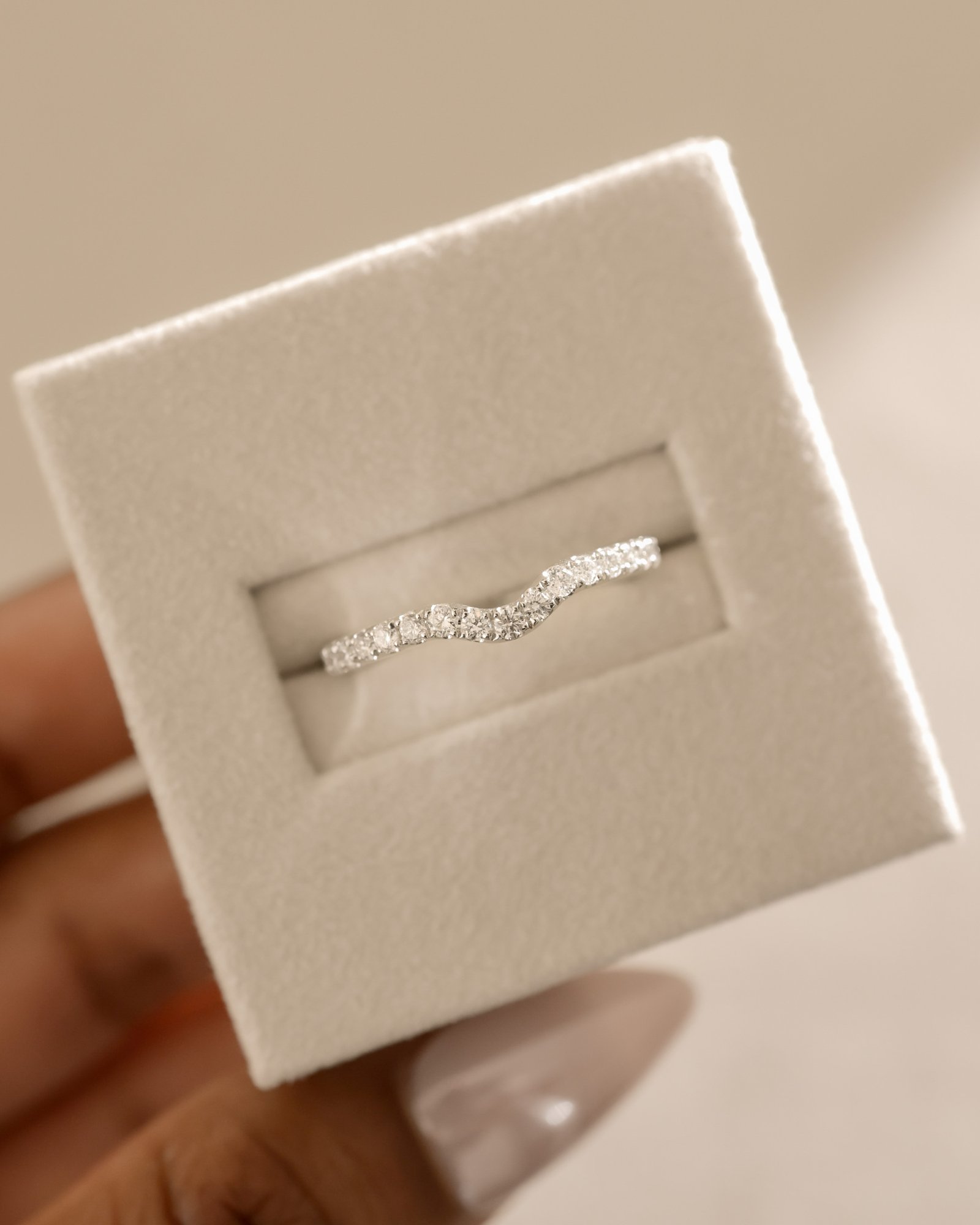 Demi  2/3 Pave Curved Wedding Ring Lifestyle Image