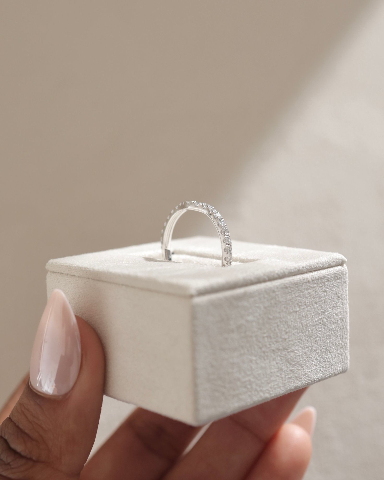 Demi  2/3 Pave Curved Wedding Ring Lifestyle Image