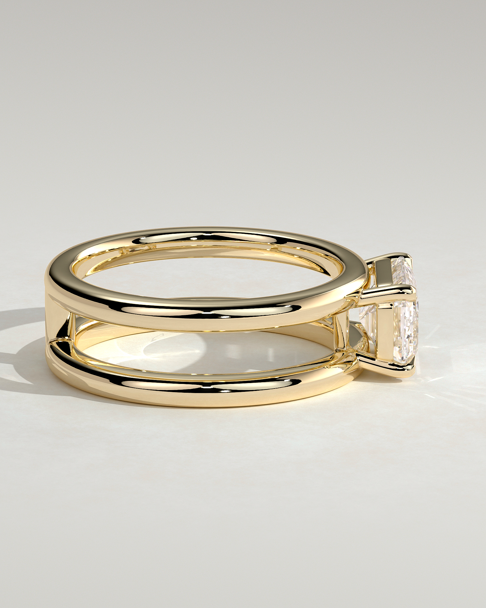 Devon - Emerald Solitaire with Double Band - 18k Yellow Gold