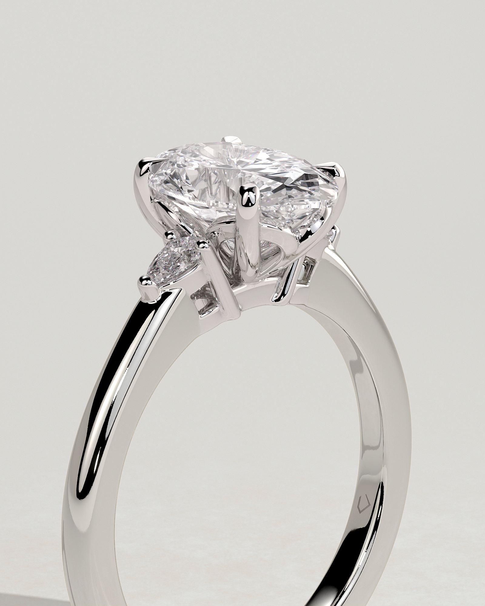Elena  Oval Trilogy - 18k White Gold