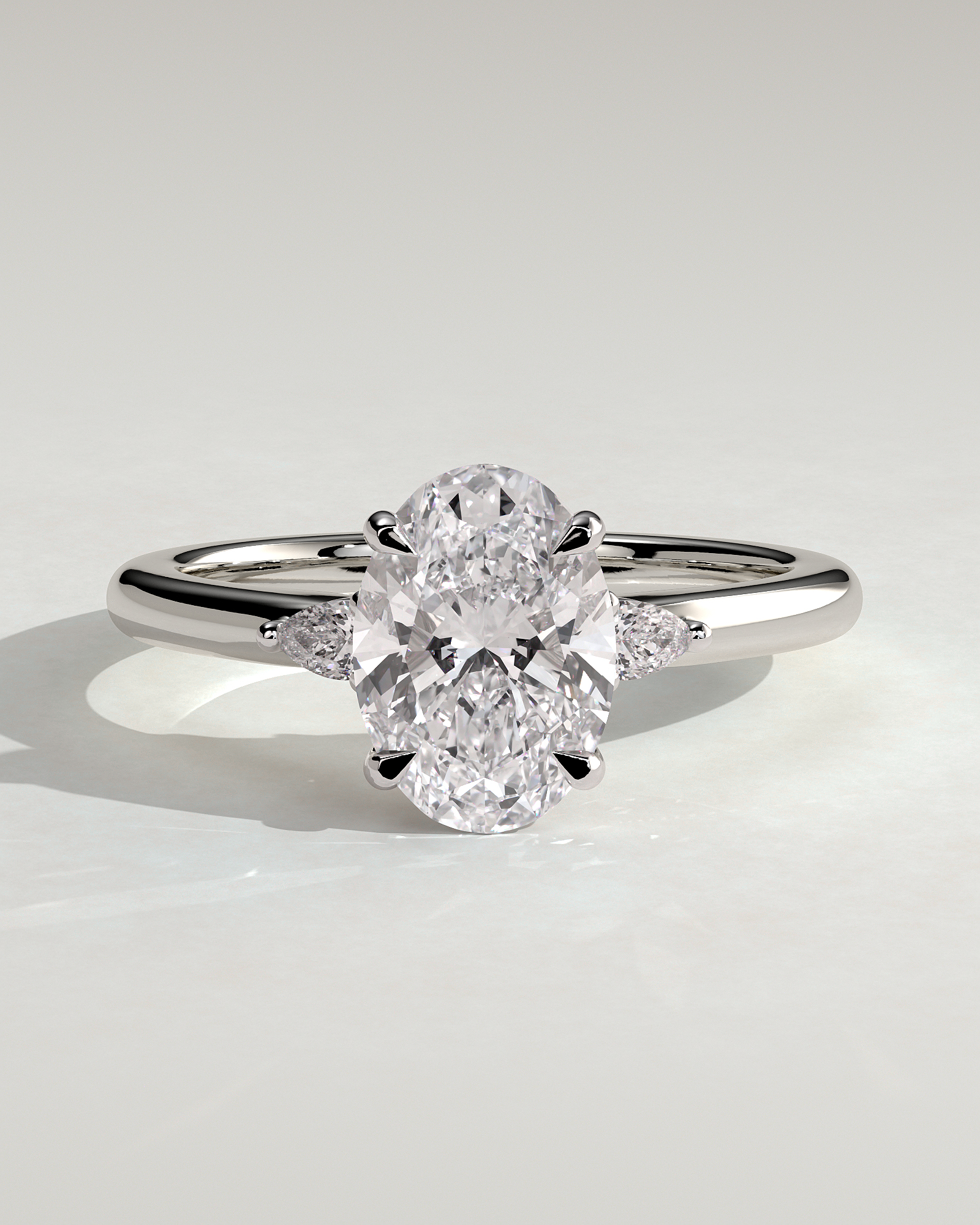 Elena  Oval Trilogy - 18k White Gold