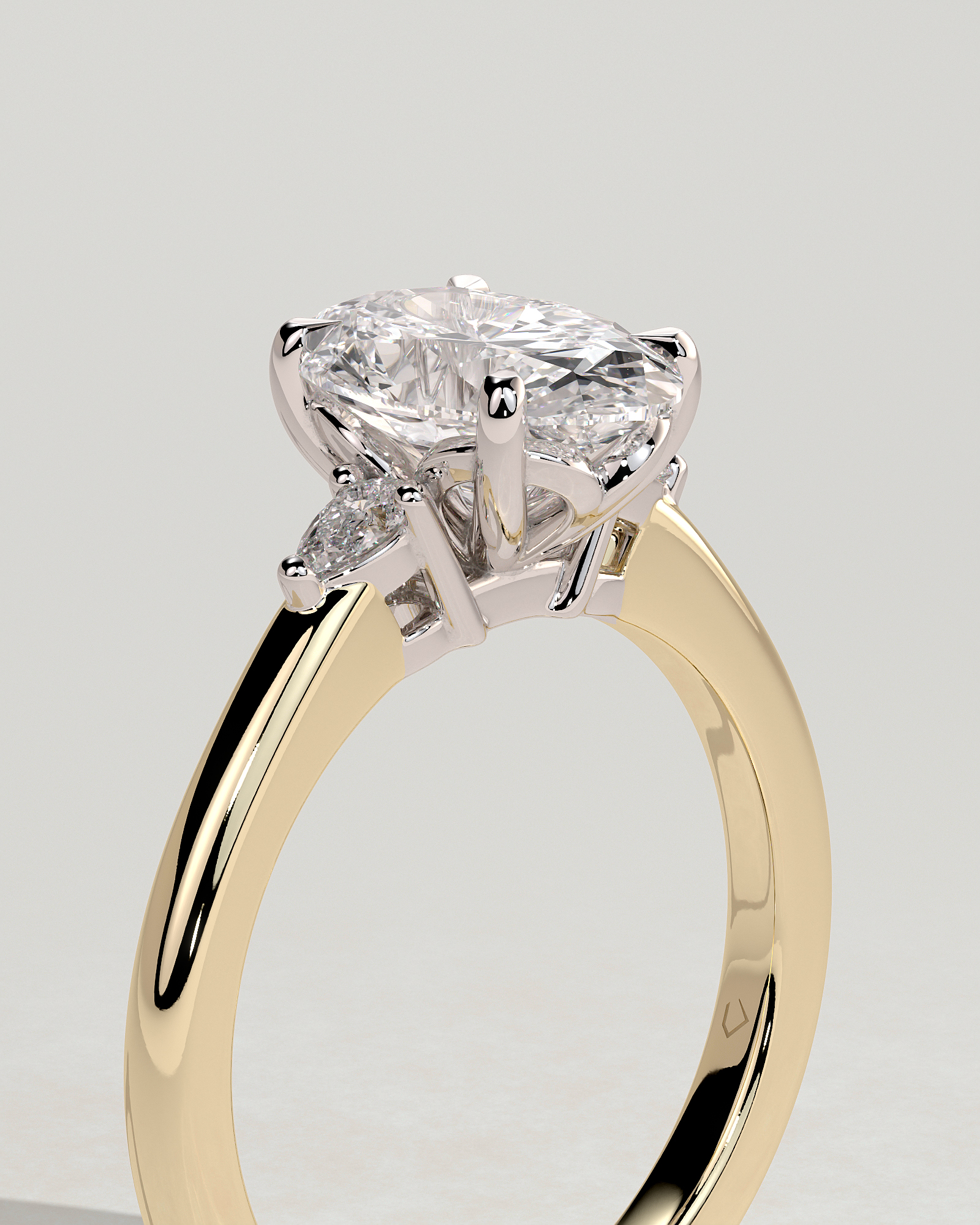 Elena  Oval Trilogy - 18k Yellow Gold / 18k White Gold