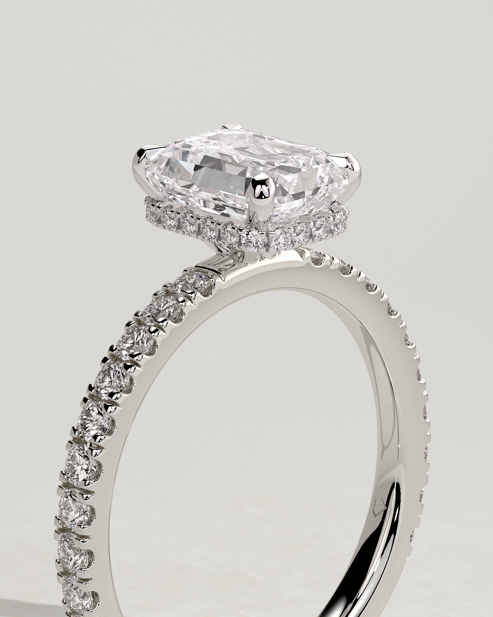 Eliana - Emerald with Pav - 18k White Gold