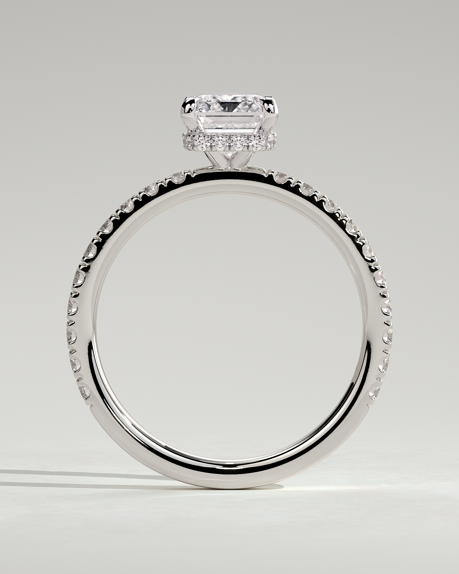 Eliana - Emerald with Pav - 18k White Gold