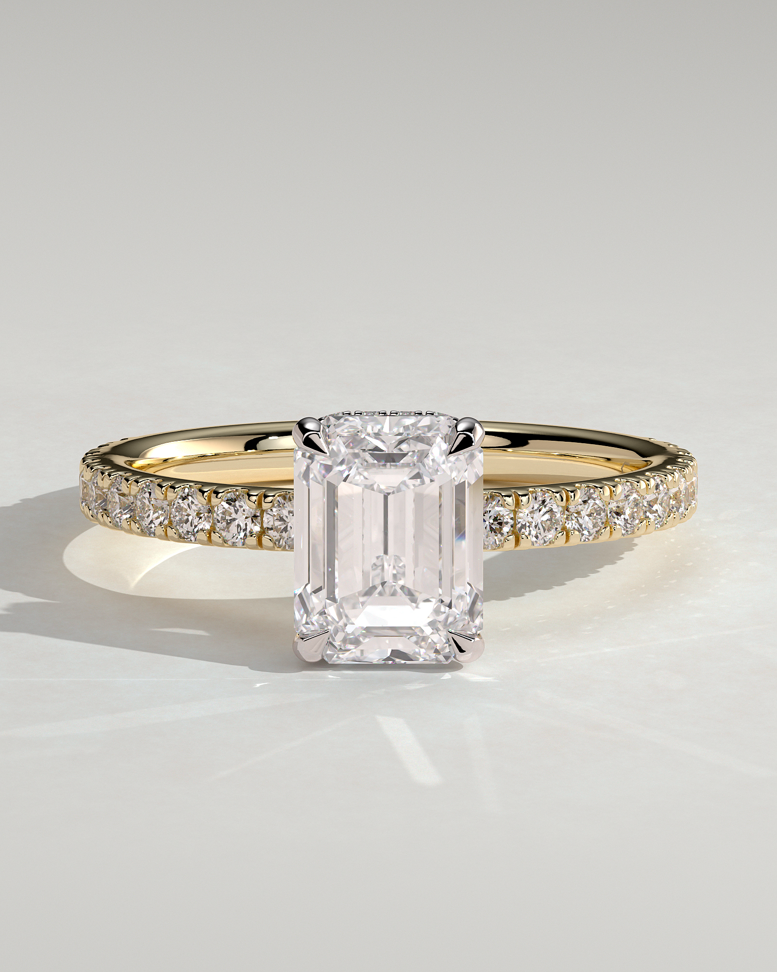 Eliana - Emerald with Pav - 18k Yellow Gold / 18k White Gold