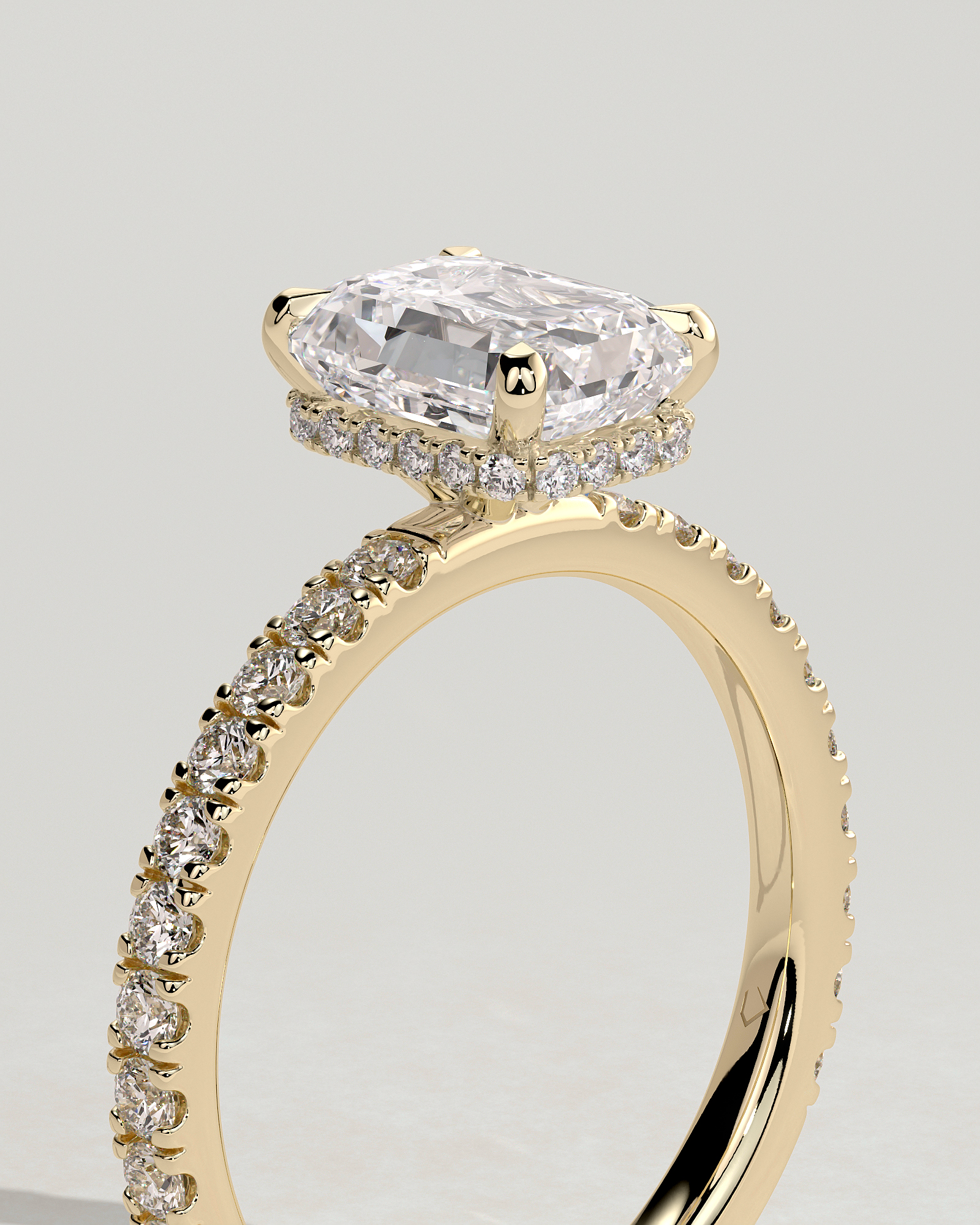 Eliana - Emerald with Pav - 18k Yellow Gold