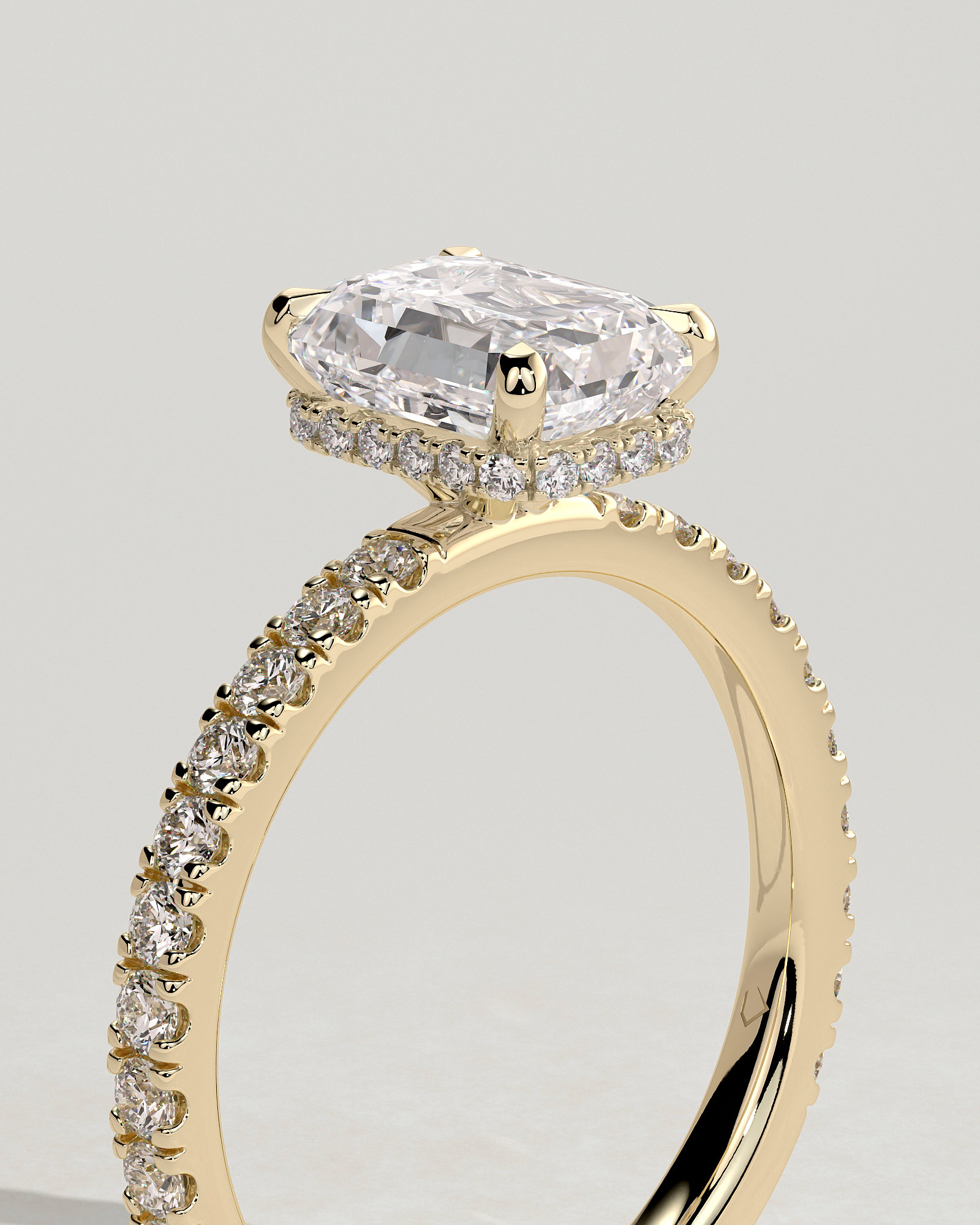 Eliana - Emerald with Pav - 18k Yellow Gold