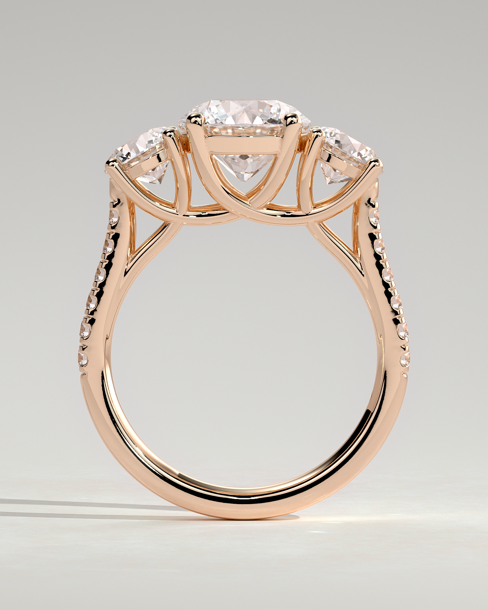 Ella  Round Trilogy with Pav - 18k Rose Gold