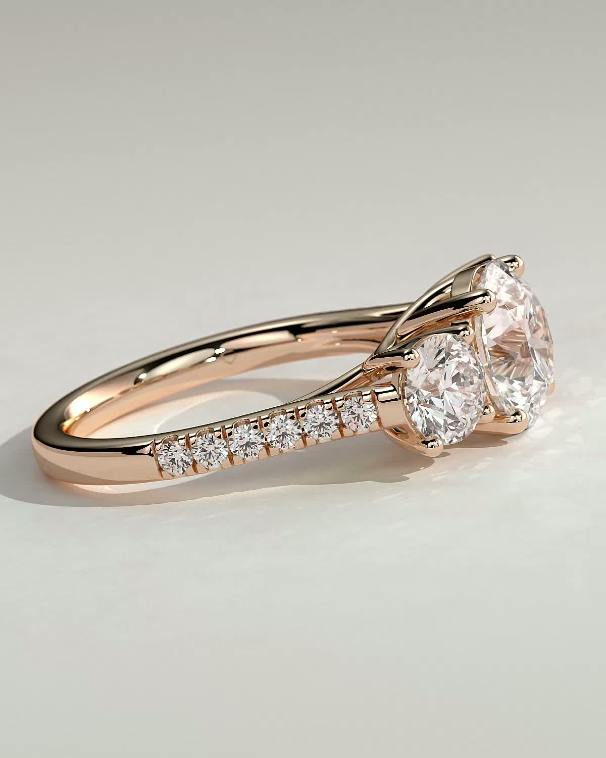 Ella  Round Trilogy with Pav - 18k Rose Gold