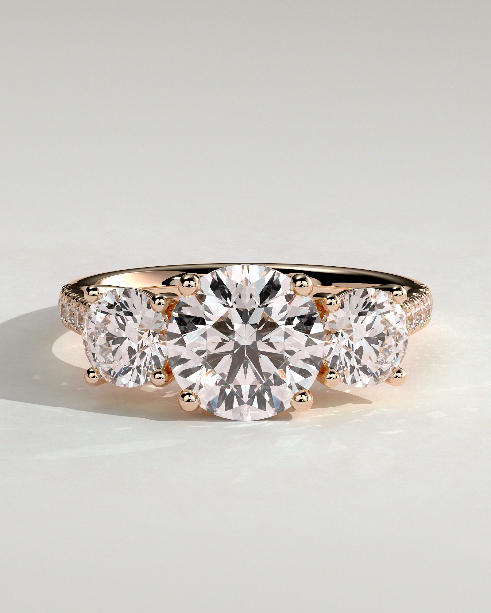 Ella  Round Trilogy with Pav - 18k Rose Gold