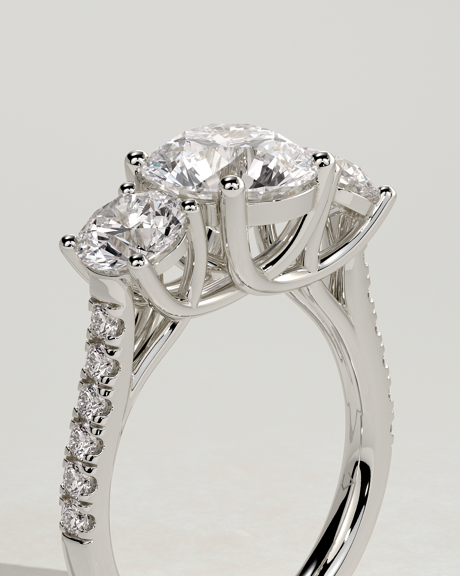 Ella  Round Trilogy with Pav - 18k White Gold