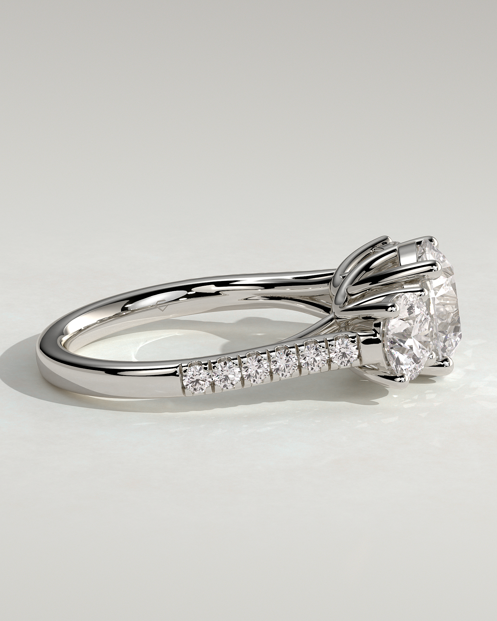 Ella  Round Trilogy with Pav - 18k White Gold
