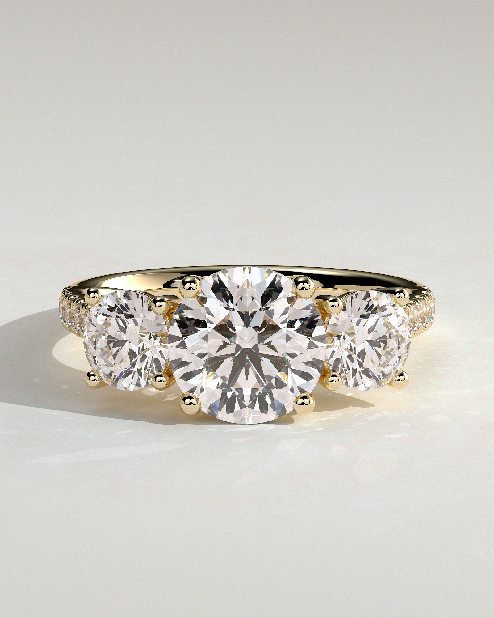 Ella  Round Trilogy with Pav - 18k Yellow Gold