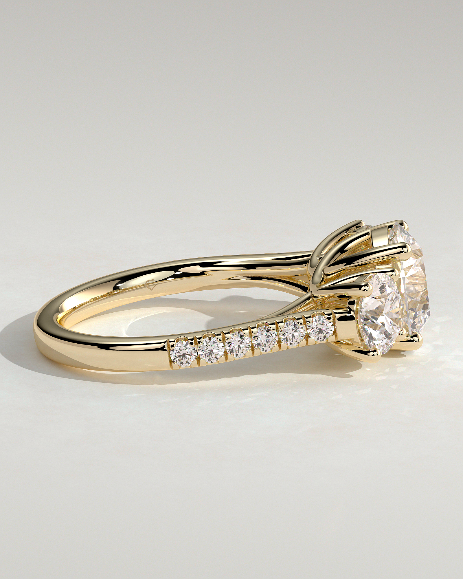 Ella  Round Trilogy with Pav - 18k Yellow Gold