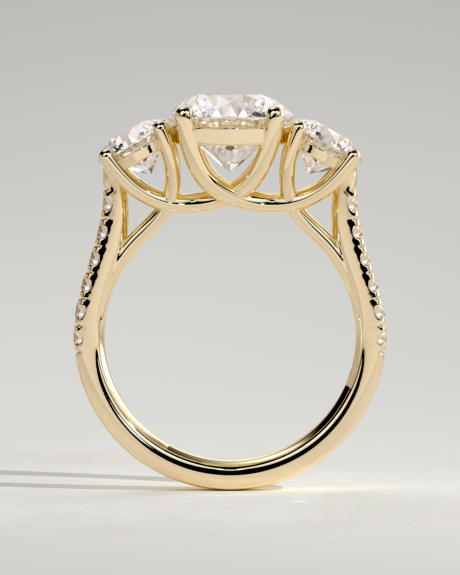 Ella  Round Trilogy with Pav - 18k Yellow Gold