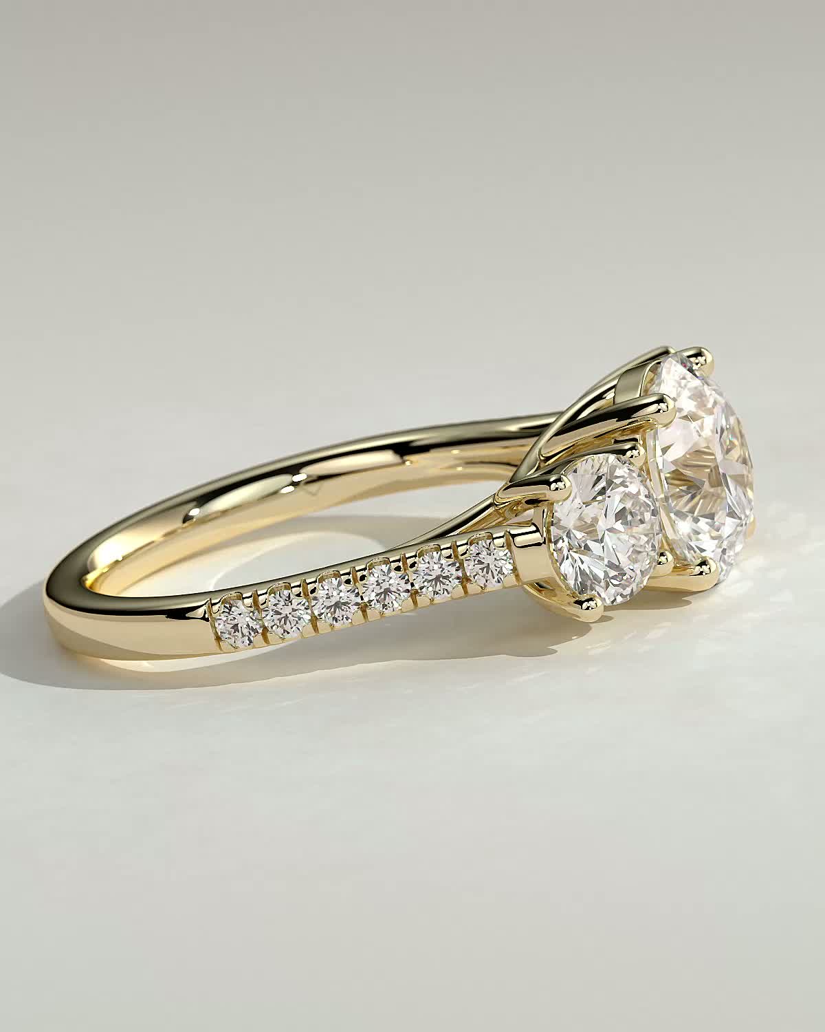 Ella  Round Trilogy with Pav - 18k Yellow Gold