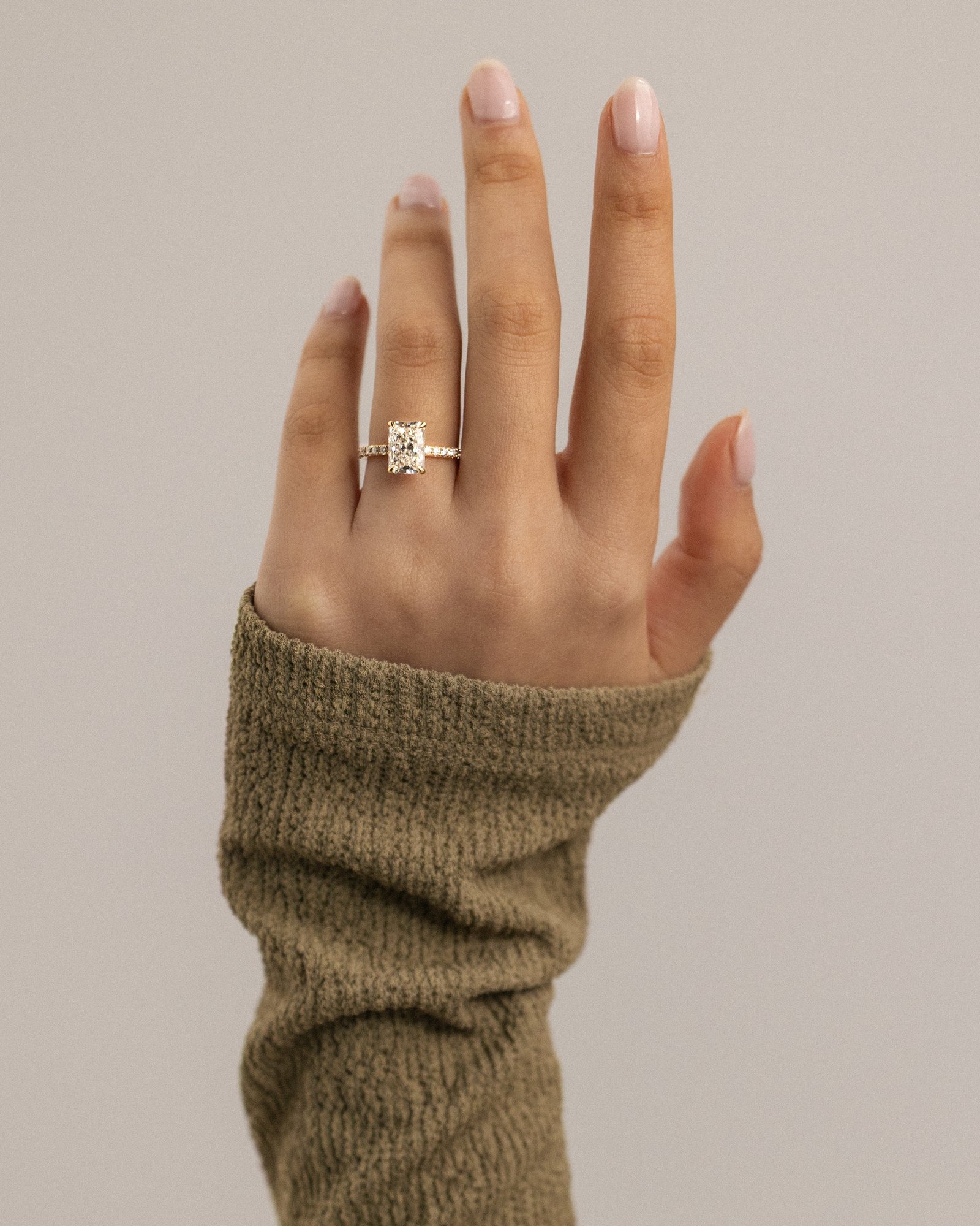 Ellie  Radiant Solitaire with Hidden Halo and Pav Lifestyle Image