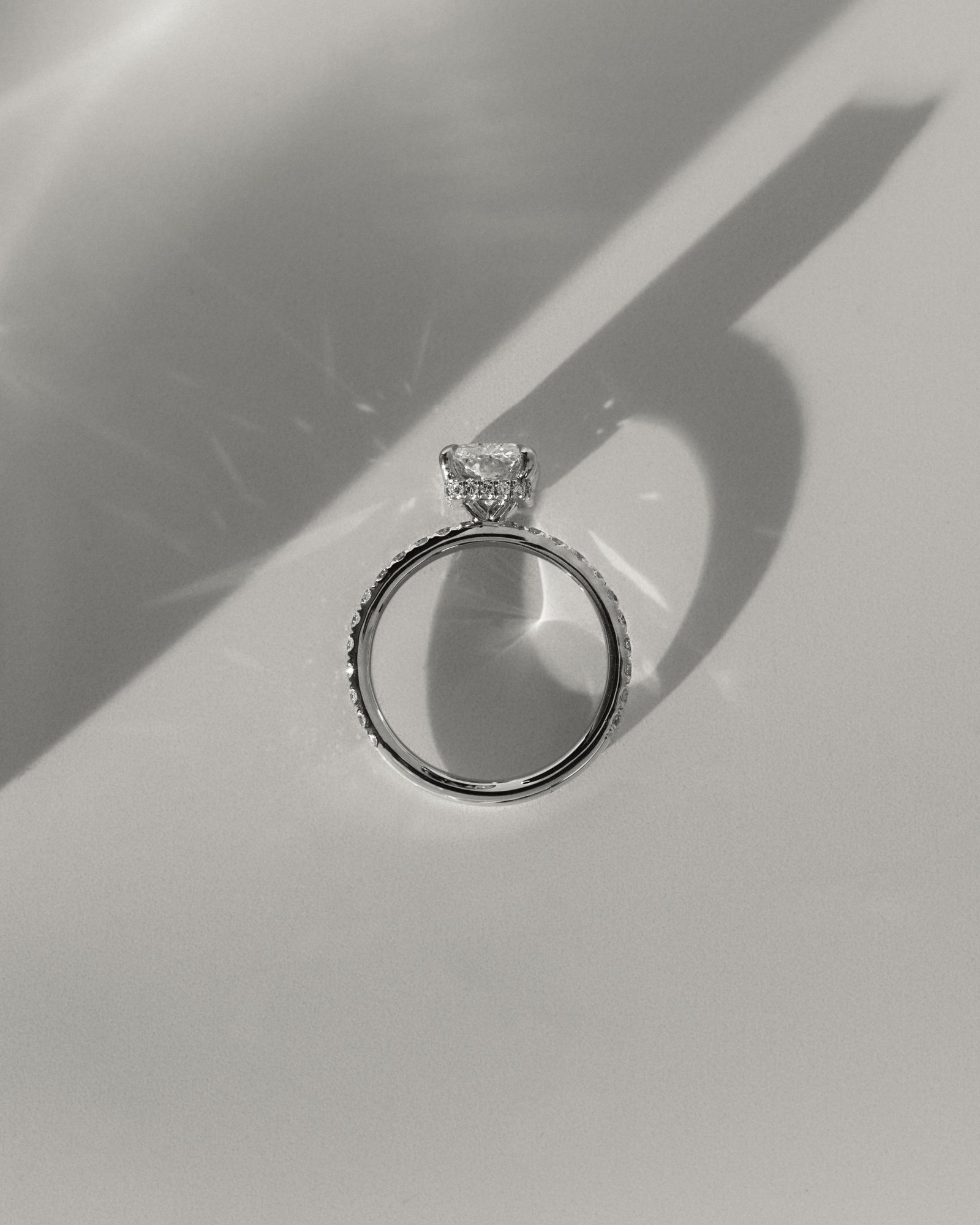 Ellie  Radiant Solitaire with Hidden Halo and Pav Lifestyle Image