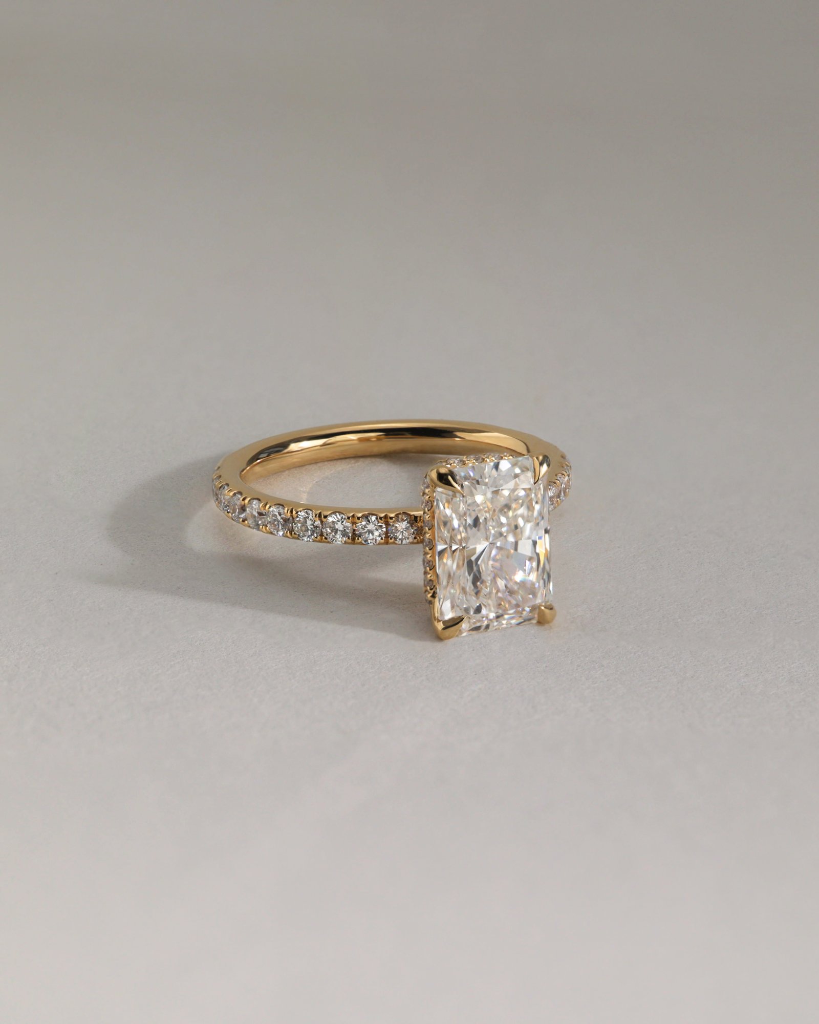 Ellie  Radiant Solitaire with Hidden Halo and Pav Lifestyle Image