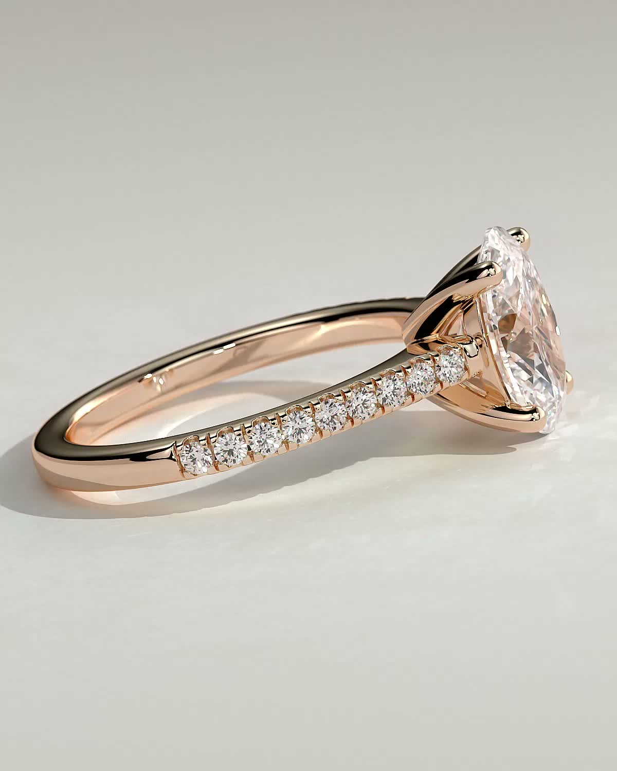 Eloise  Oval Pav Solitaire - 18k Rose Gold