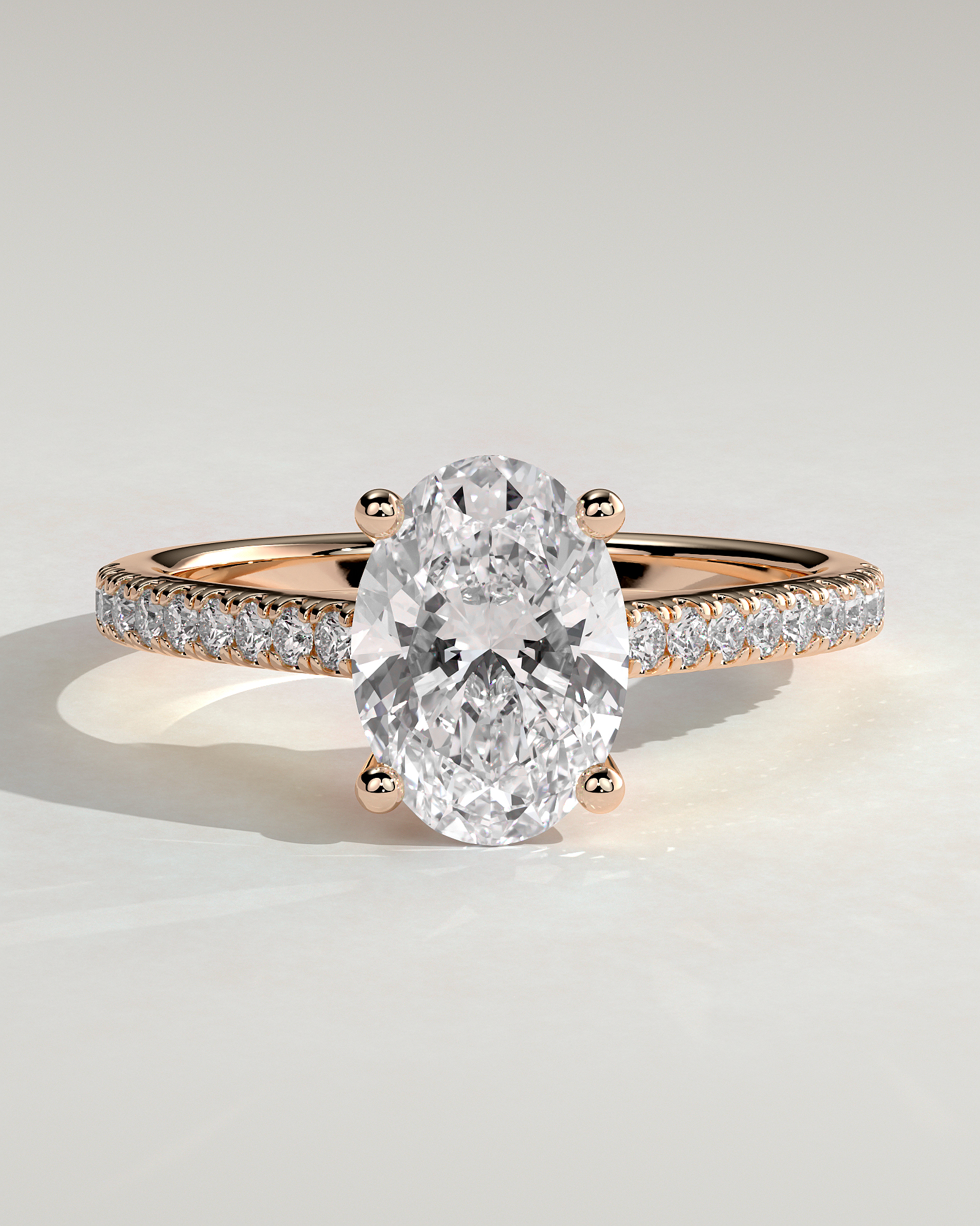 Eloise  Oval Pav Solitaire - 18k Rose Gold