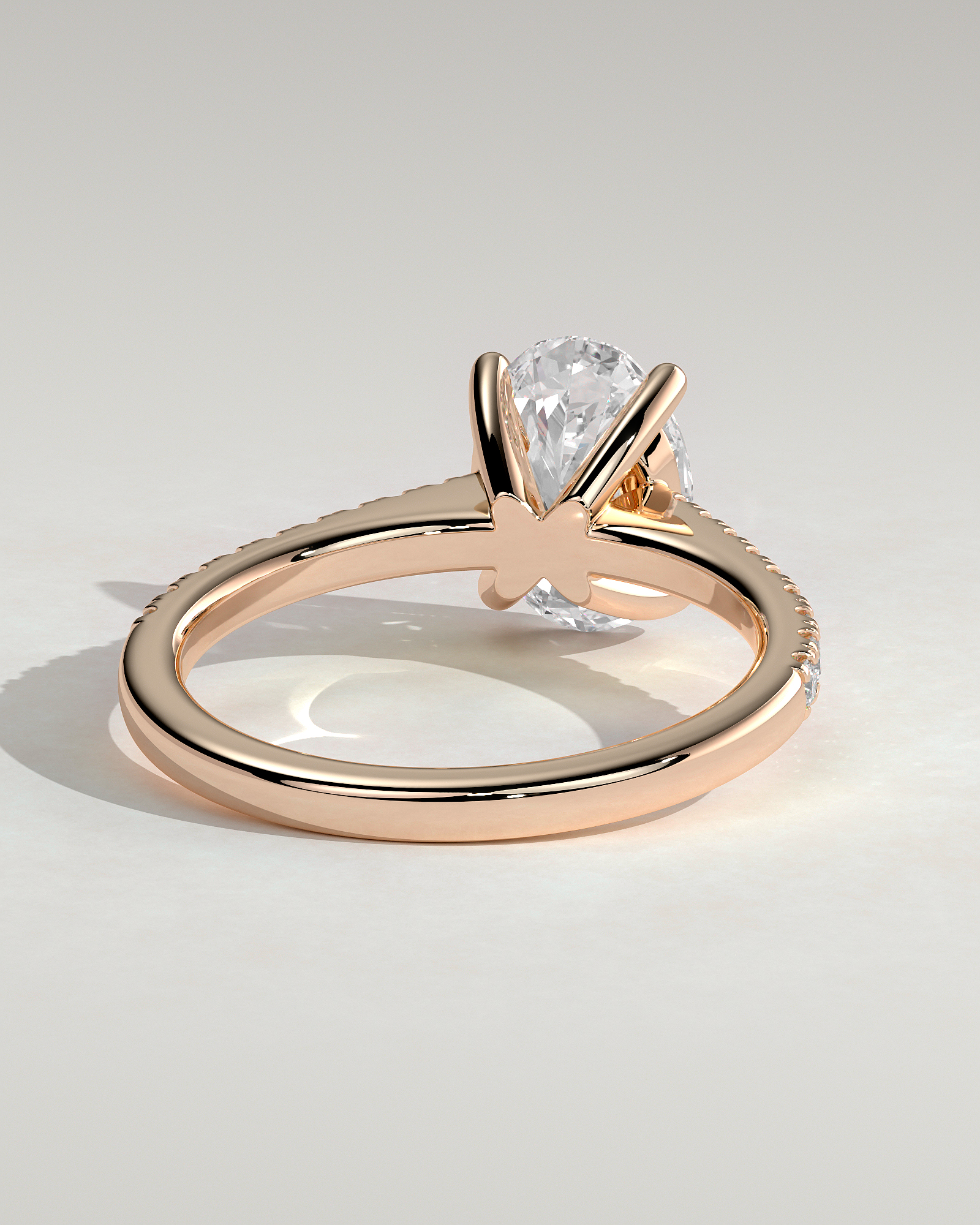 Eloise  Oval Pav Solitaire - 18k Rose Gold