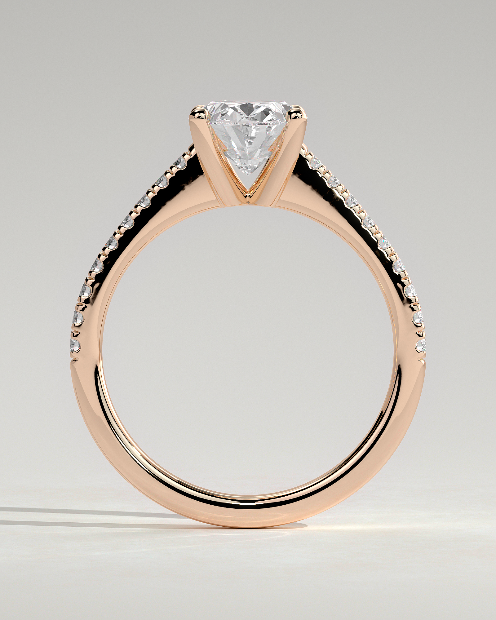 Eloise  Oval Pav Solitaire - 18k Rose Gold