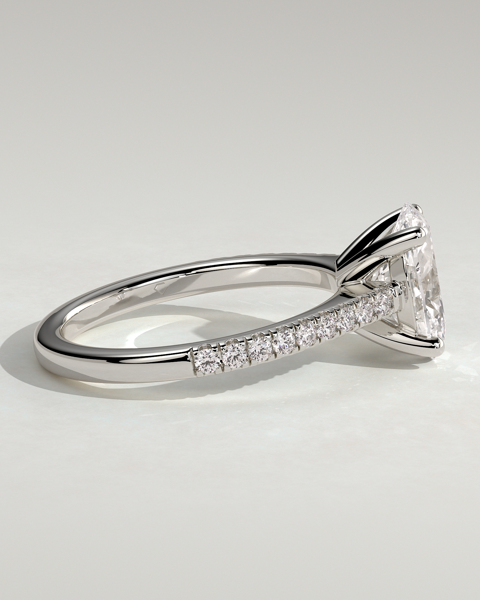 Eloise  Oval Pav Solitaire - 18k White Gold