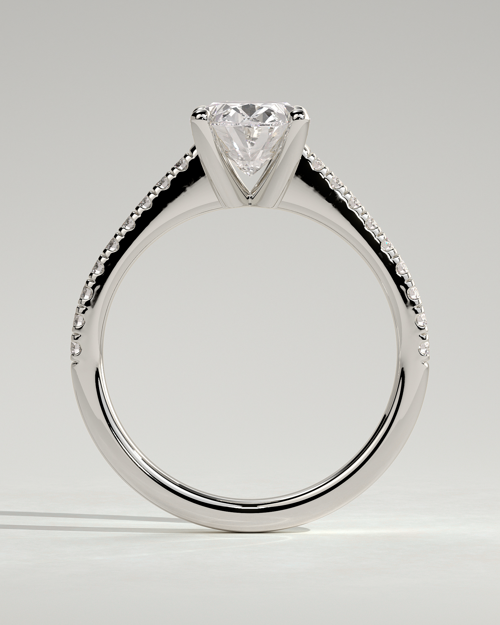 Eloise  Oval Pav Solitaire - 18k White Gold
