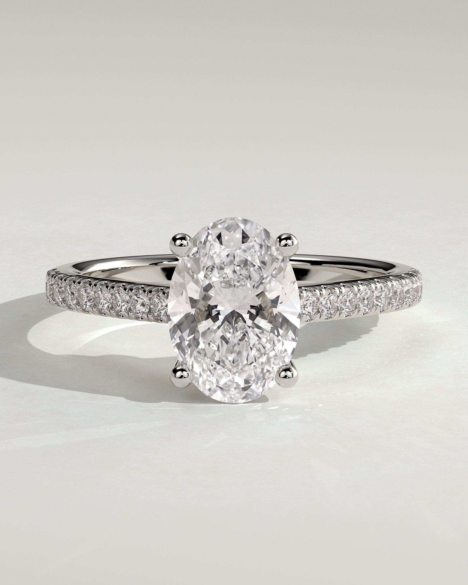 Eloise  Oval Pav Solitaire - 18k White Gold