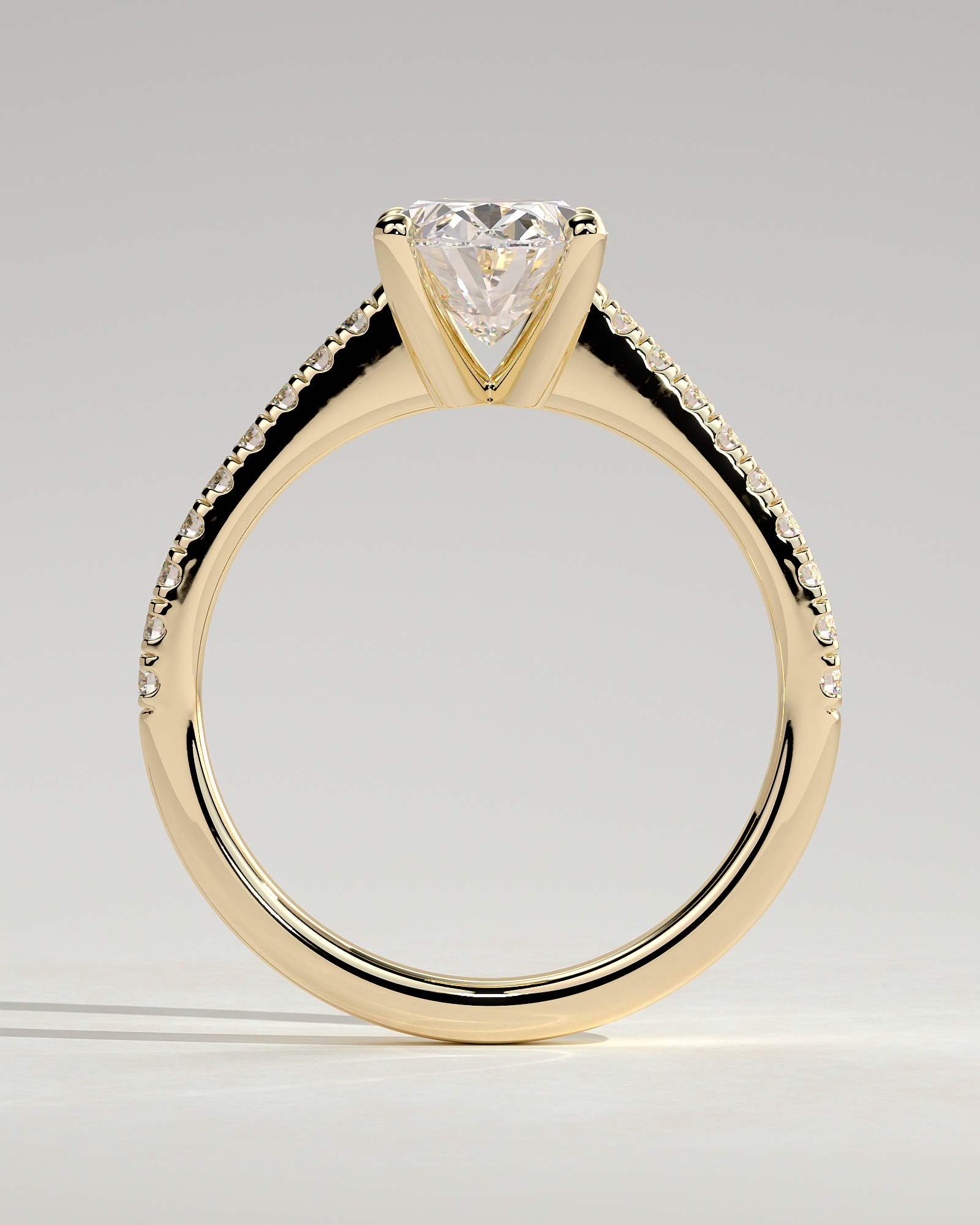 Eloise  Oval Pav Solitaire - 18k Yellow Gold
