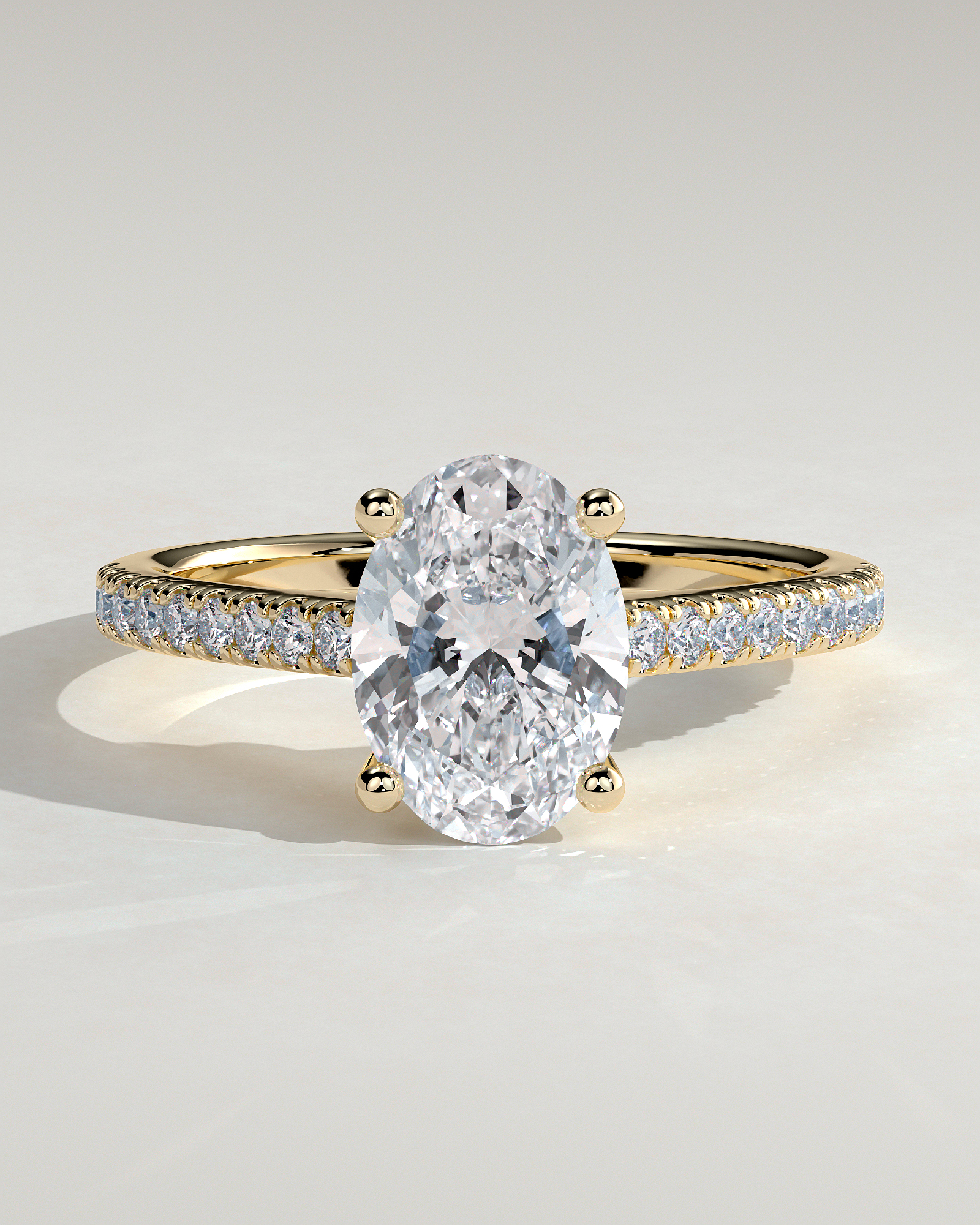 Eloise  Oval Pav Solitaire - 18k Yellow Gold