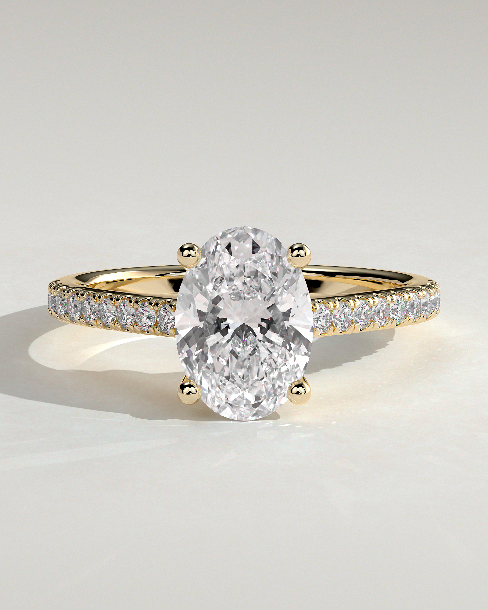 Eloise  Oval Pav Solitaire - 18k Yellow Gold