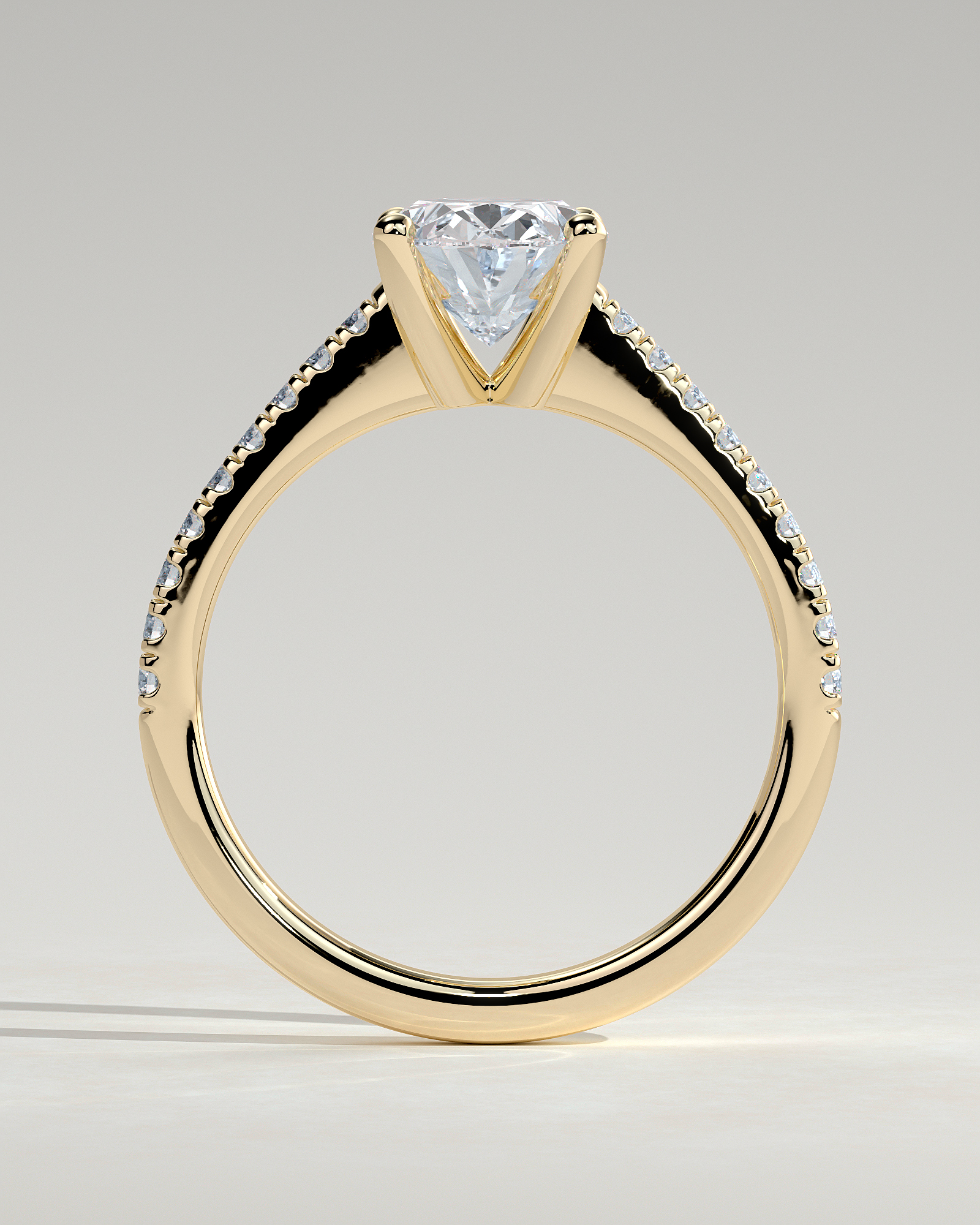 Eloise  Oval Pav Solitaire - 18k Yellow Gold