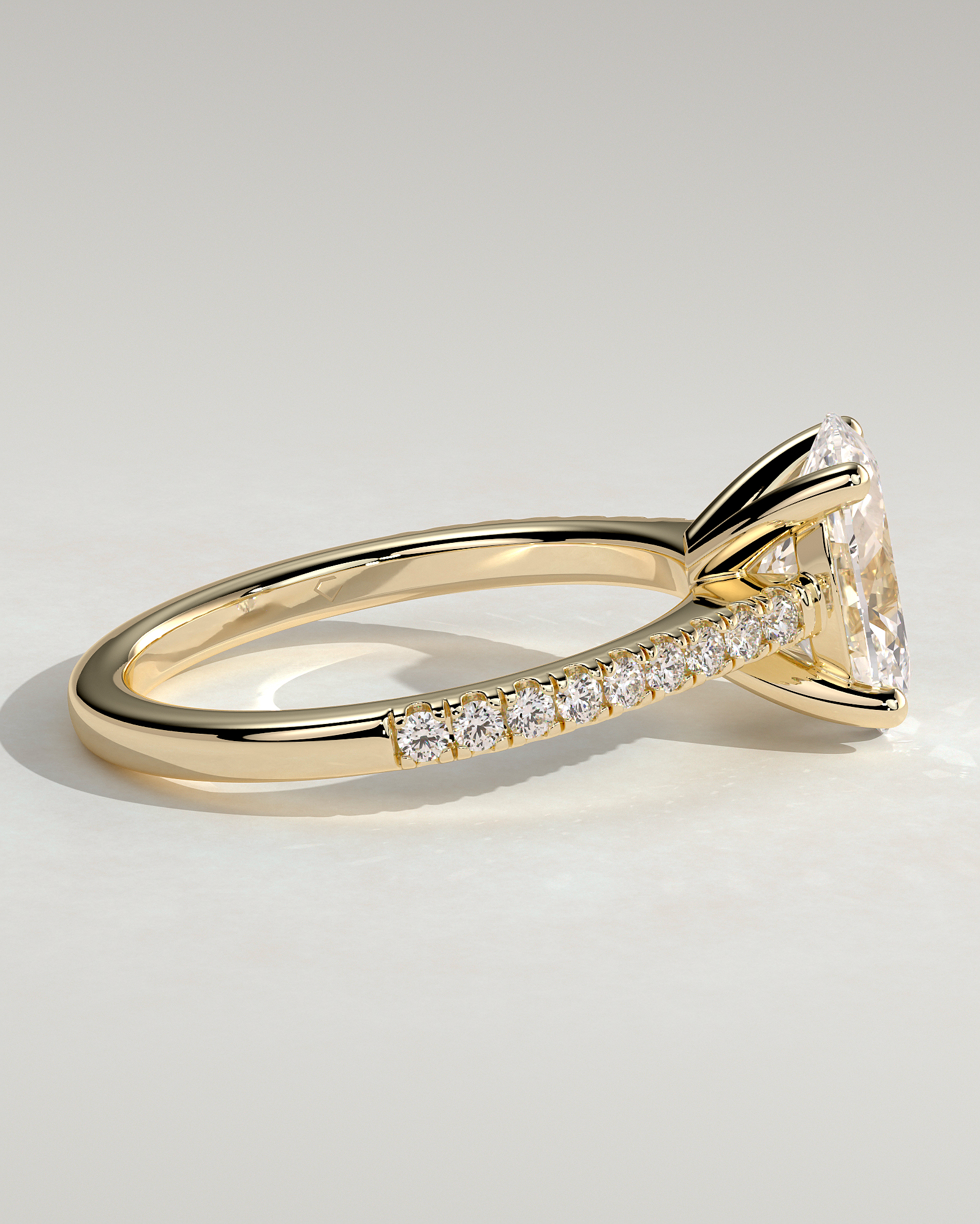 Eloise  Oval Pav Solitaire - 18k Yellow Gold